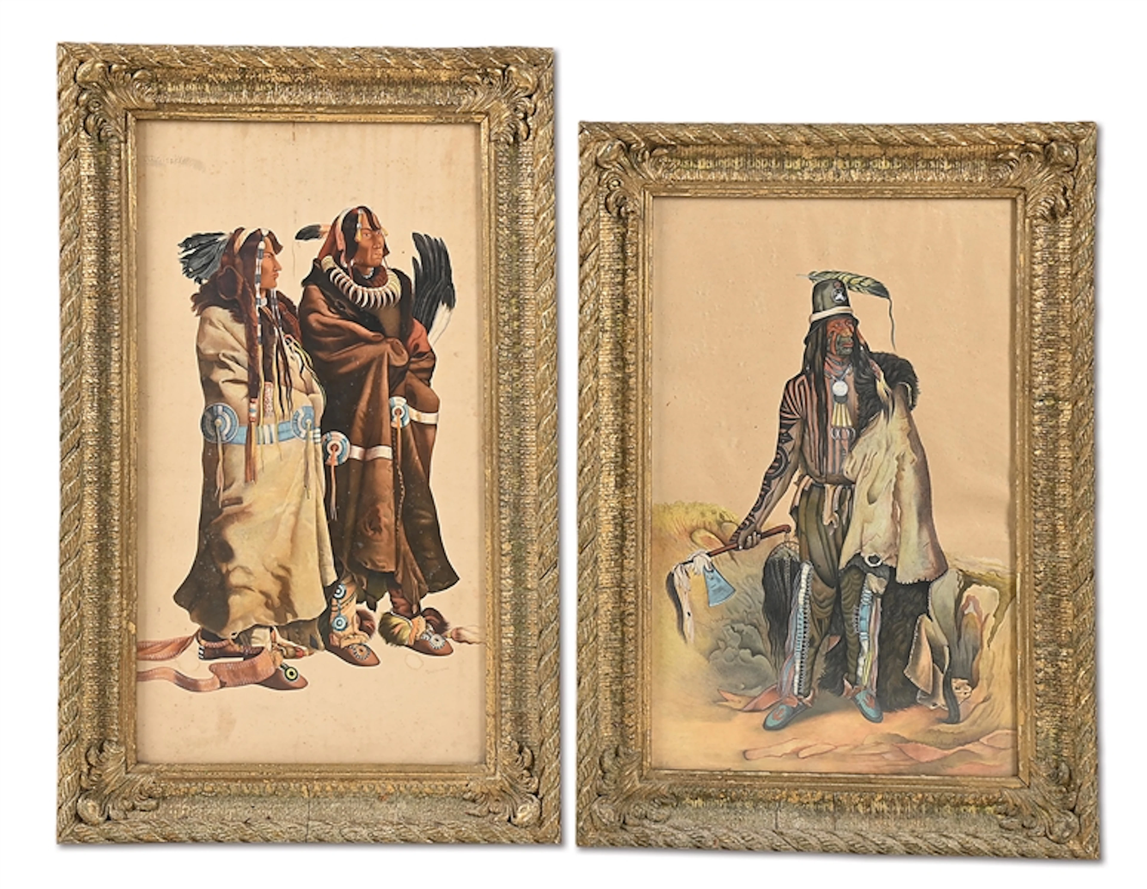 LOT OF 2: STONE LITHOGRAPHS INSPIRED BY KARL BODMER