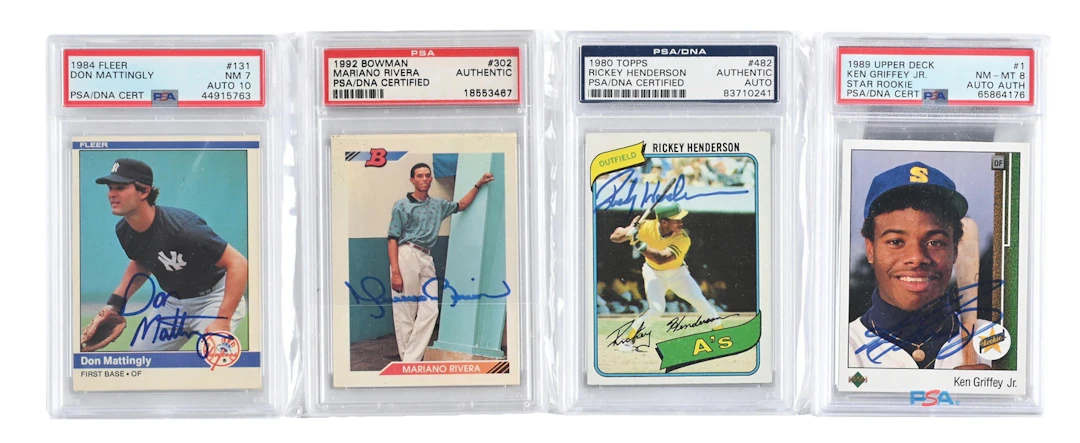 LOT OF 4: SIGNED HOF ROOKIE CARDS INCLUDING GRIFFEY