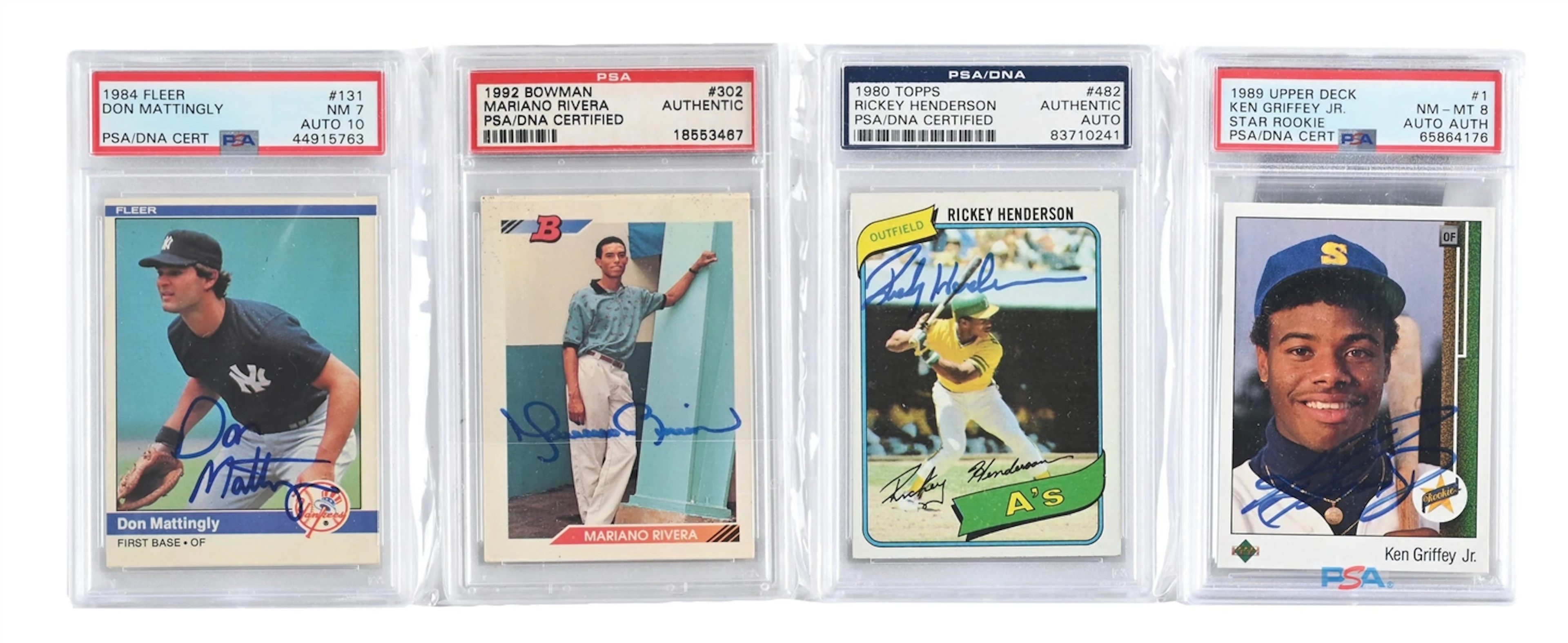 LOT OF 4: SIGNED HOF ROOKIE CARDS INCLUDING GRIFFEY