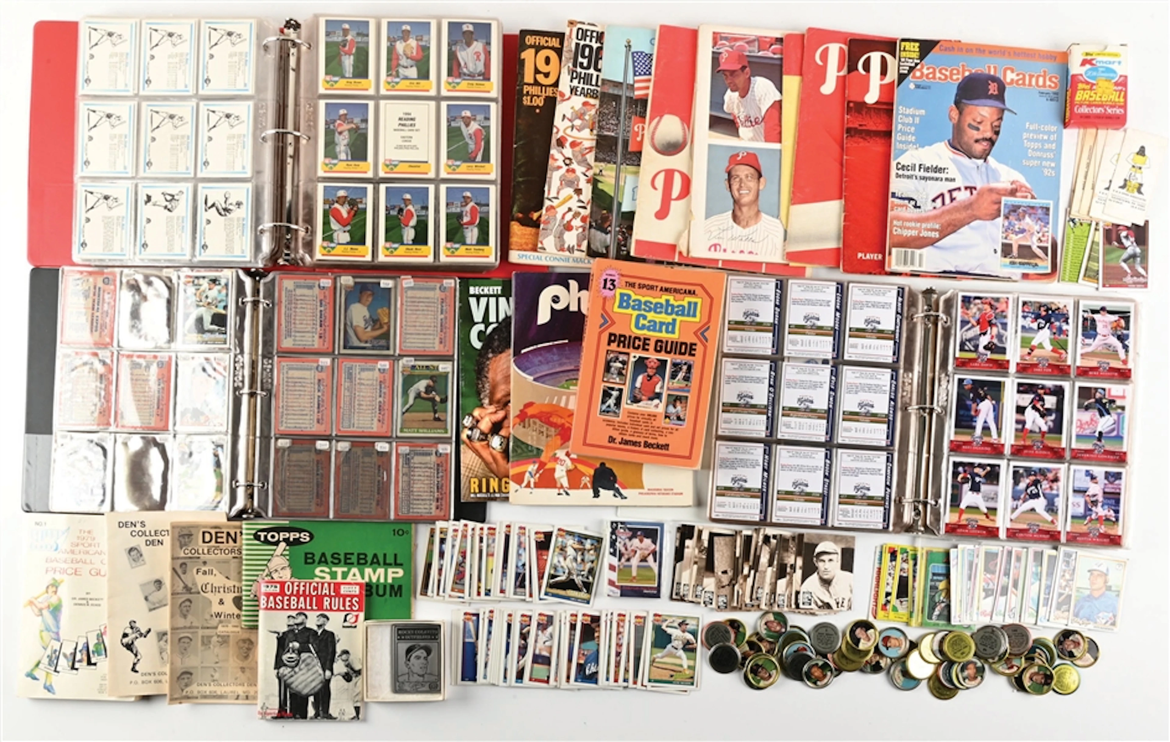 READING PHILLIES LOT & MISCELLANEOUS CARDS & PUBLICATIONS