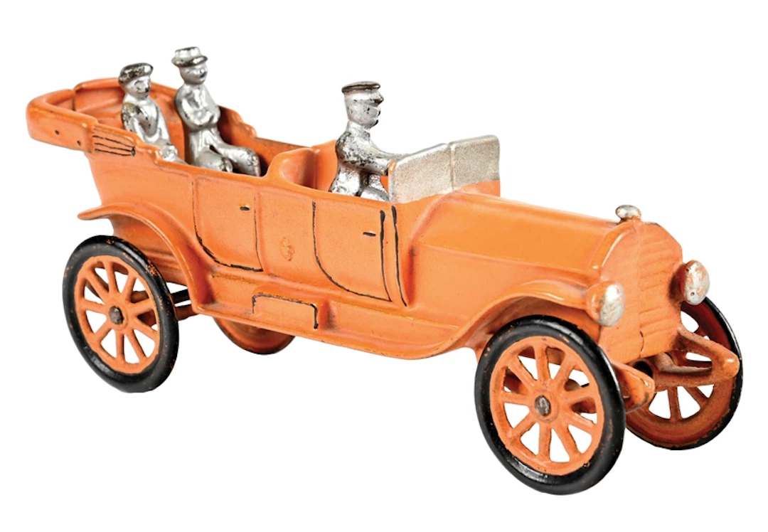 A.C. WILLIAMS ORANGE CAST IRON TOURING CAR