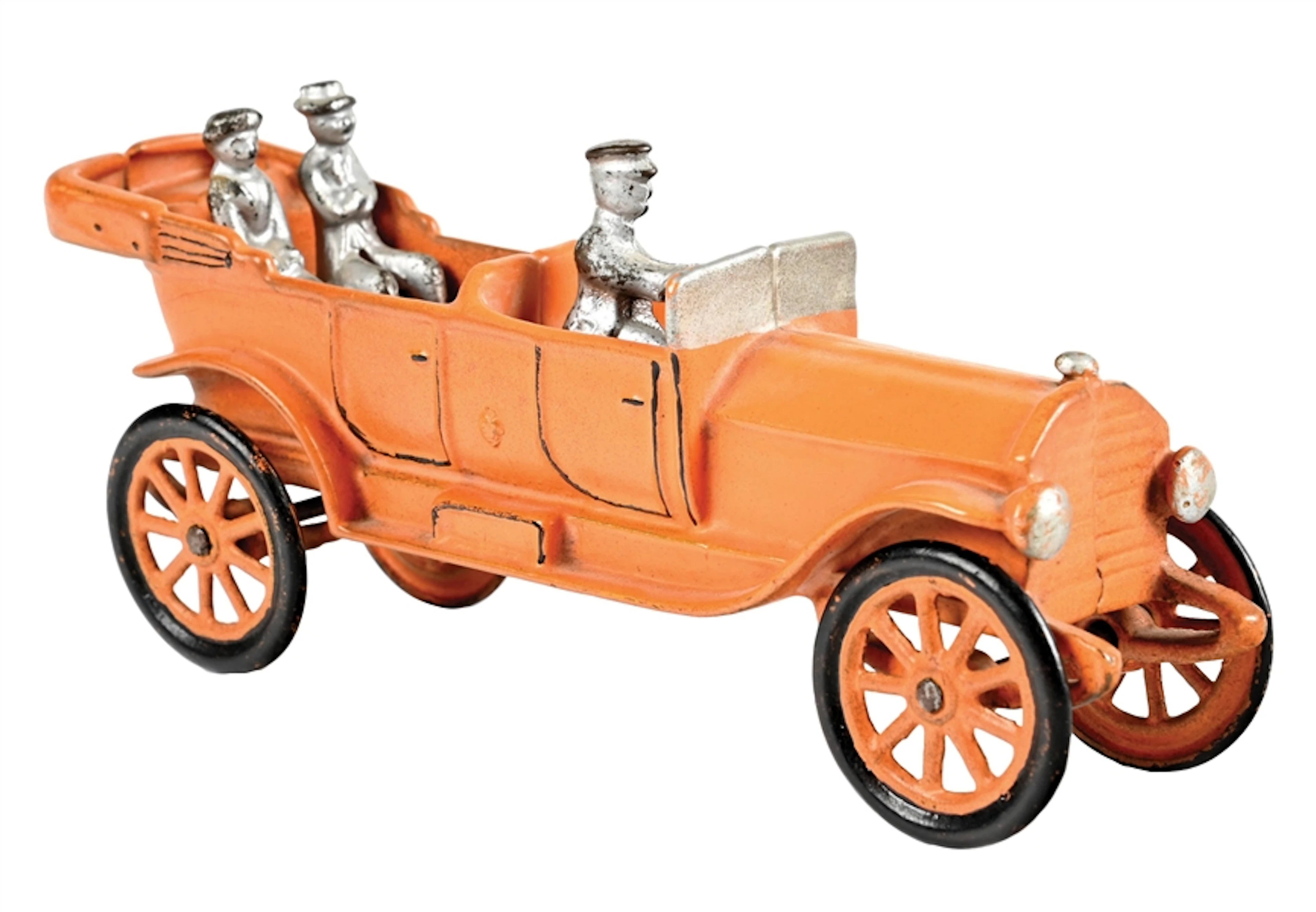A.C. WILLIAMS ORANGE CAST IRON TOURING CAR