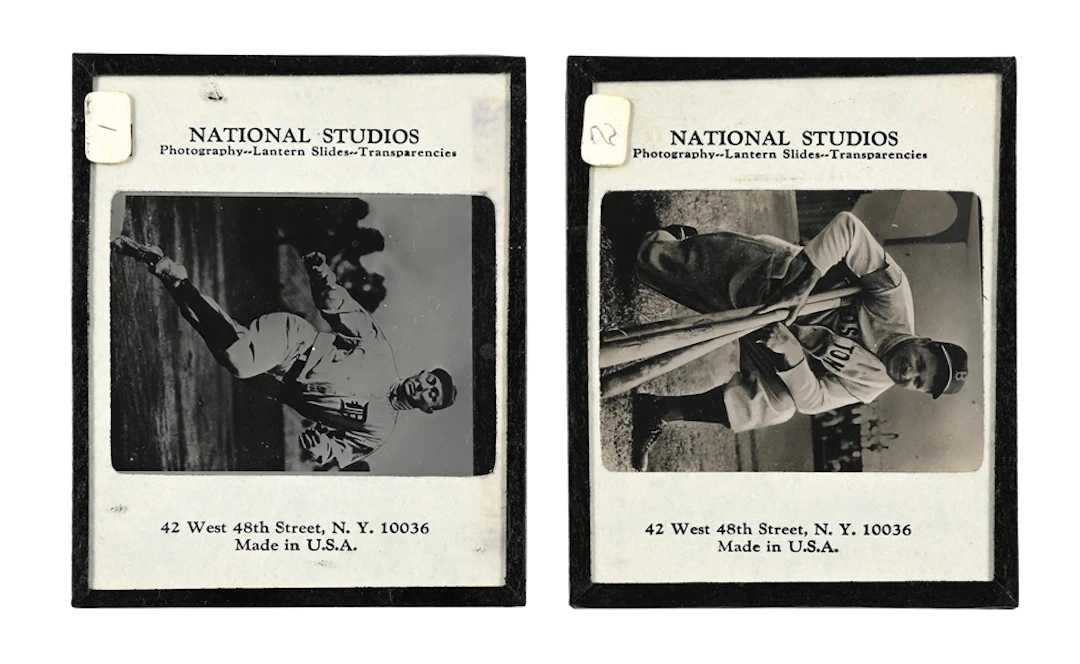 ICONIC TY COBB & JIMMIE FOXX NATIONAL STUDIOS GLASS LANTERN SLIDES