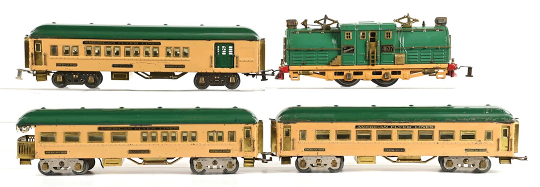 LOT OF 4: AMERICAN FLYER LINES NO. 4637 LOCO POCAHONTAS SET