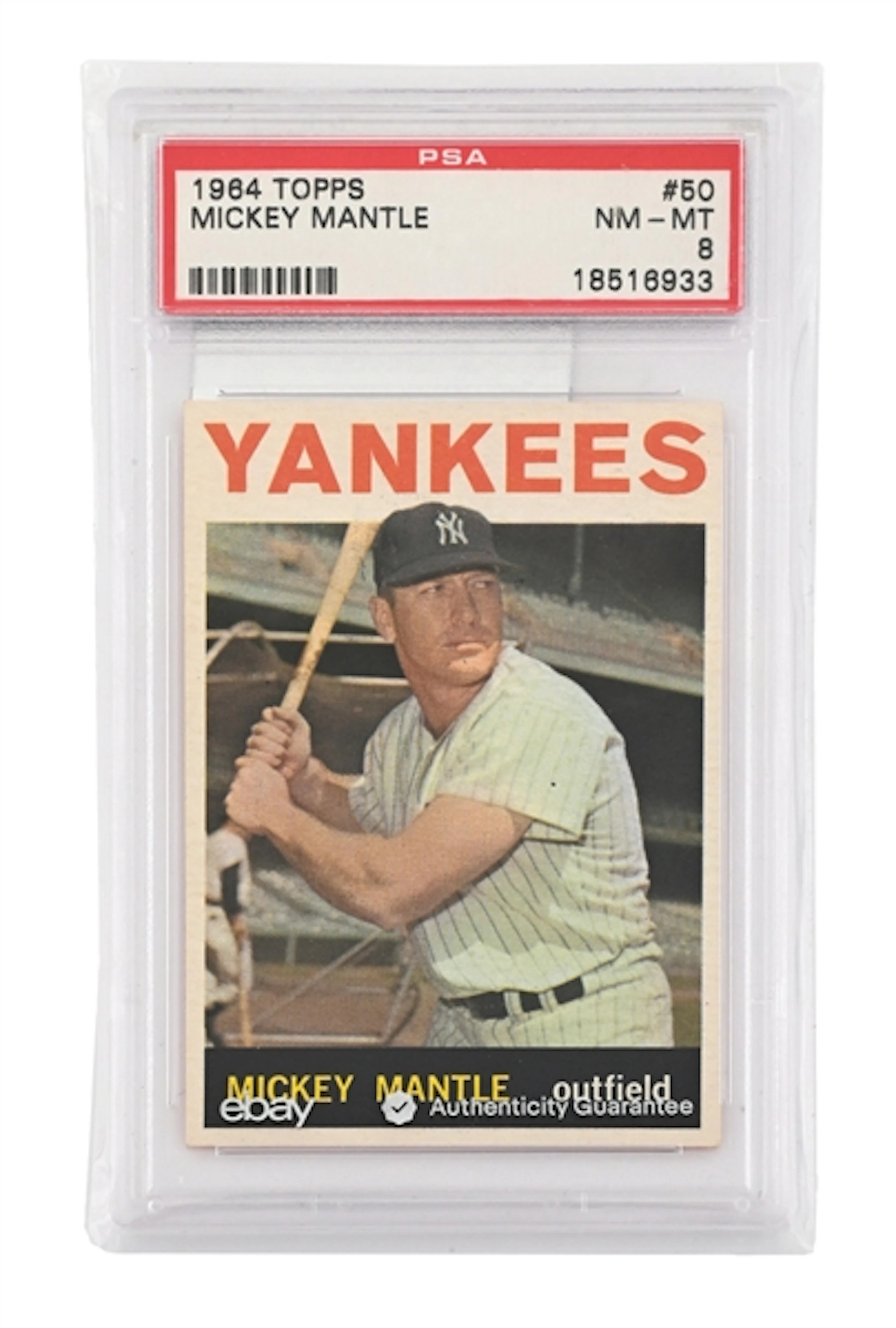 1964 TOPPS MICKEY MANTLE #50 NM-MT PSA 8 BASEBALL CARD