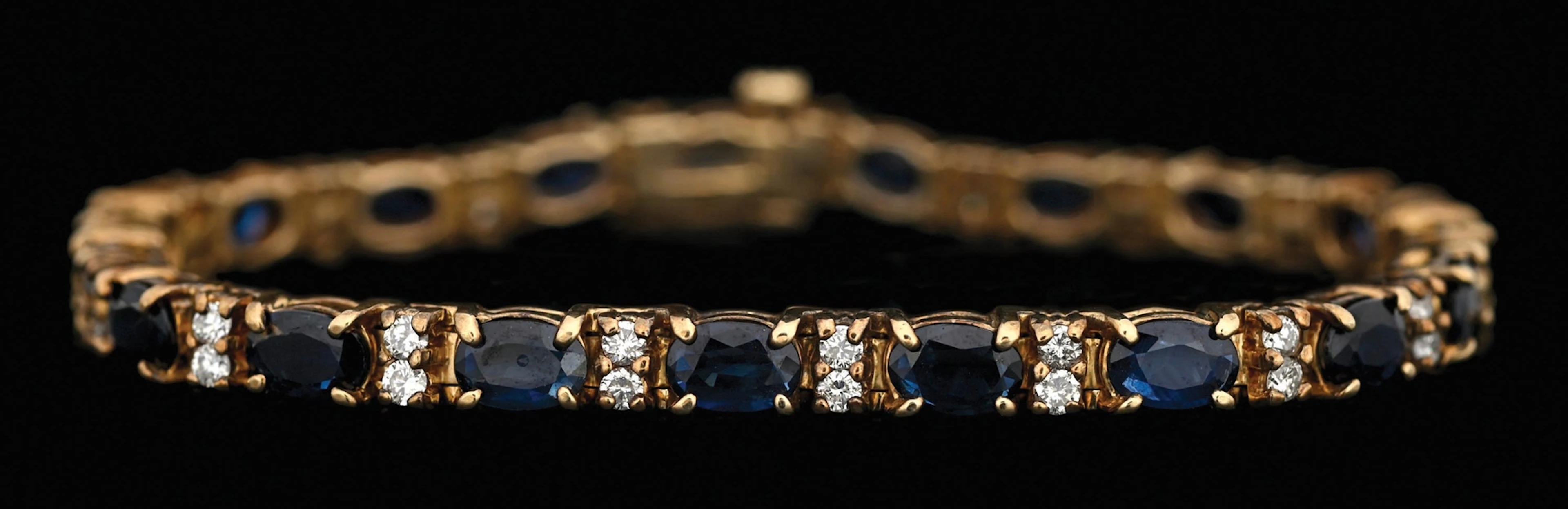 14K YELLOW GOLD SAPPHIRE & DIAMOND BRACELET