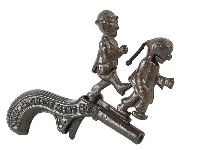 CAST IRON "THE CHINESE MUST GO" CAP GUN