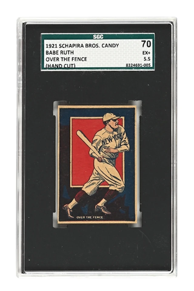 1921 SCHAPIRA BROS. CANDY BABE RUTH OVER THE FENCE SGC 70 EX+ 5.5