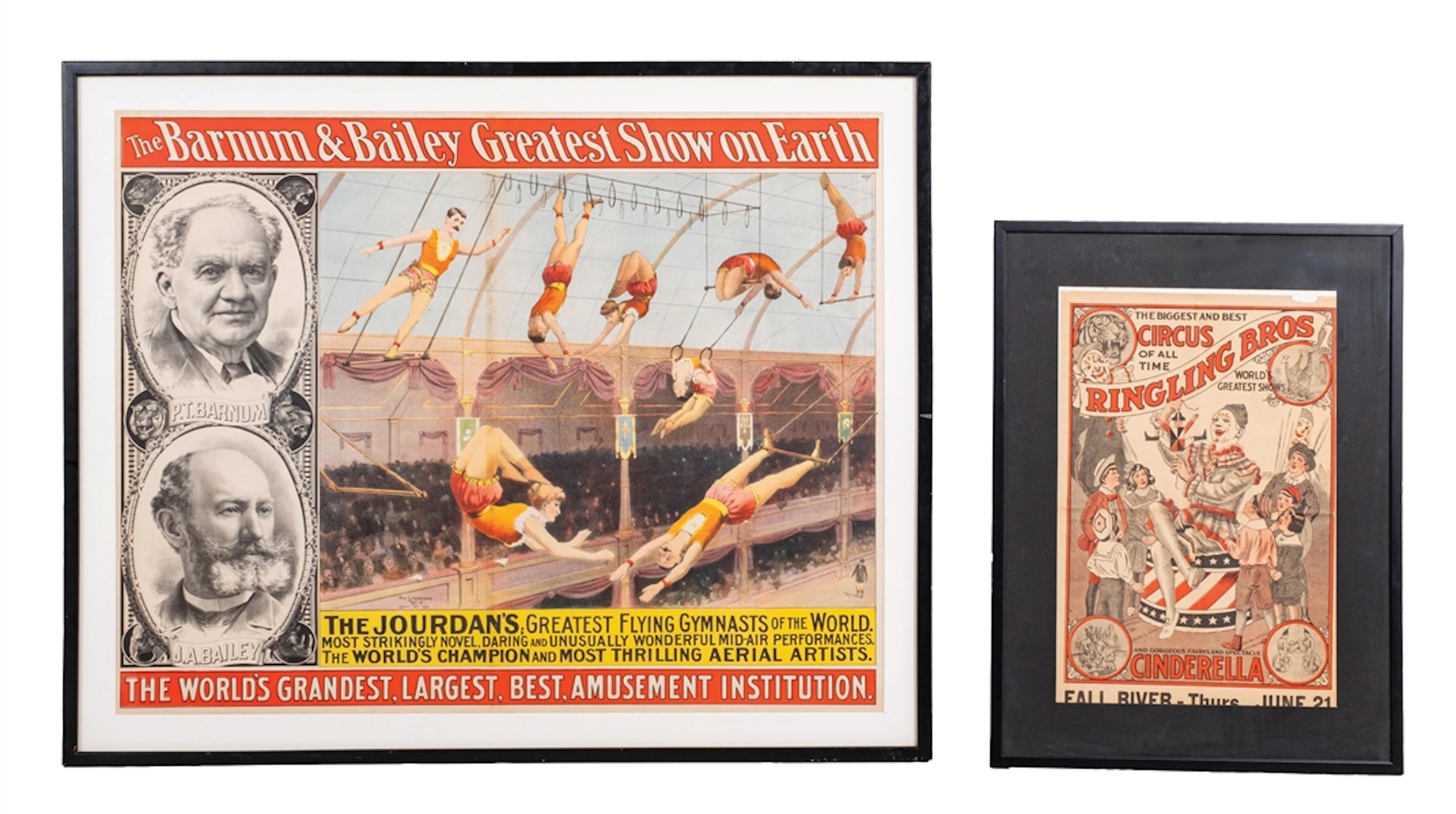 PAIR OF FRAMED CIRCUS ADVERTISING POSTERS