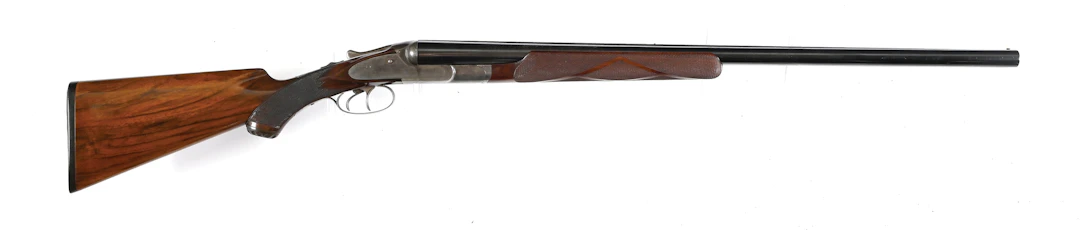 (A) LEFEVER G GRADE 10 GAUGE SIDE BY SIDE SHOTGUN.