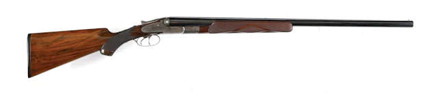 (A) LEFEVER G GRADE 10 GAUGE SIDE BY SIDE SHOTGUN.