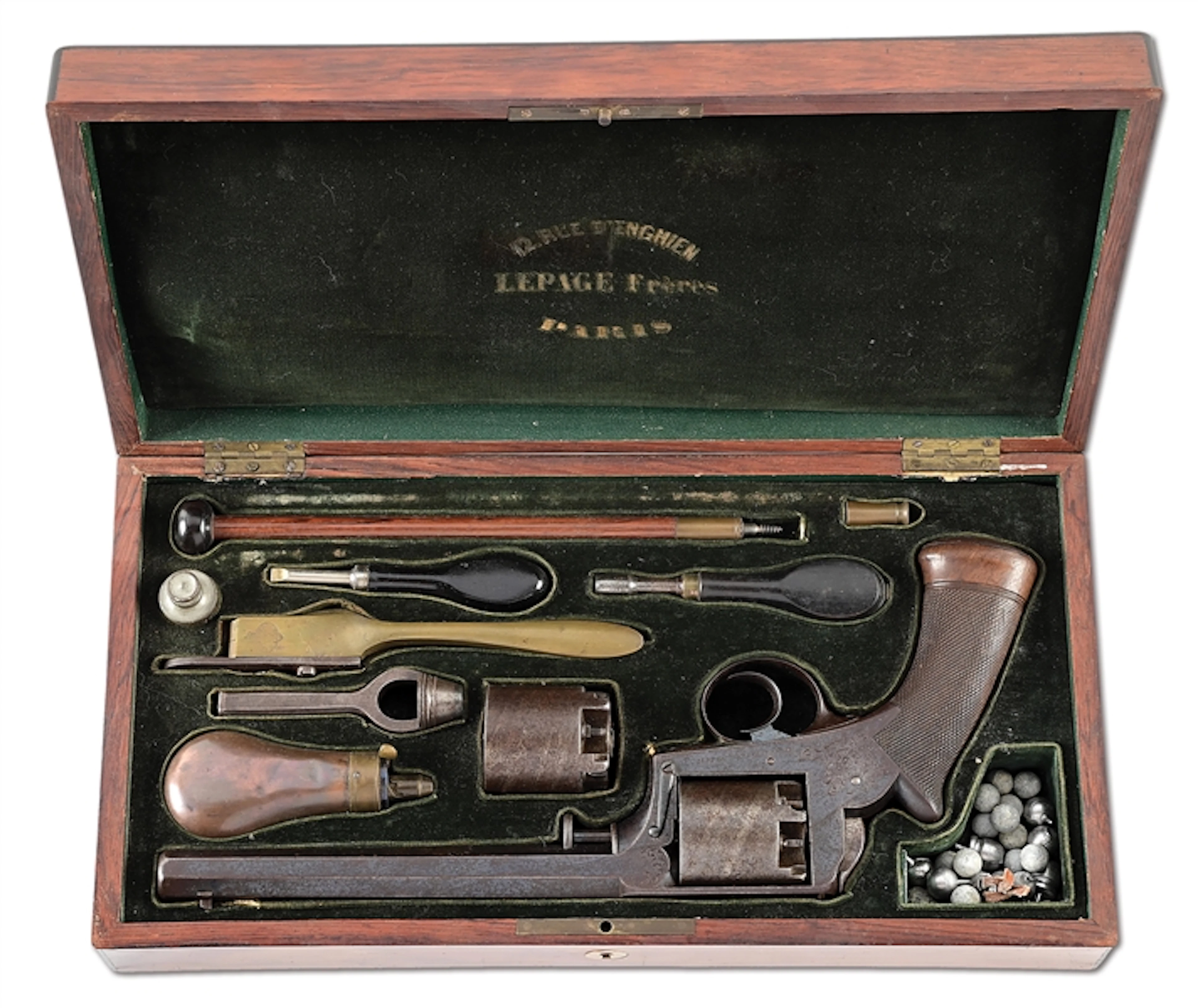 (A) CASED AND ENGRAVED CHARLES DANDOY ADAMS PATENT DOUBLE ACTION PERCUSSION