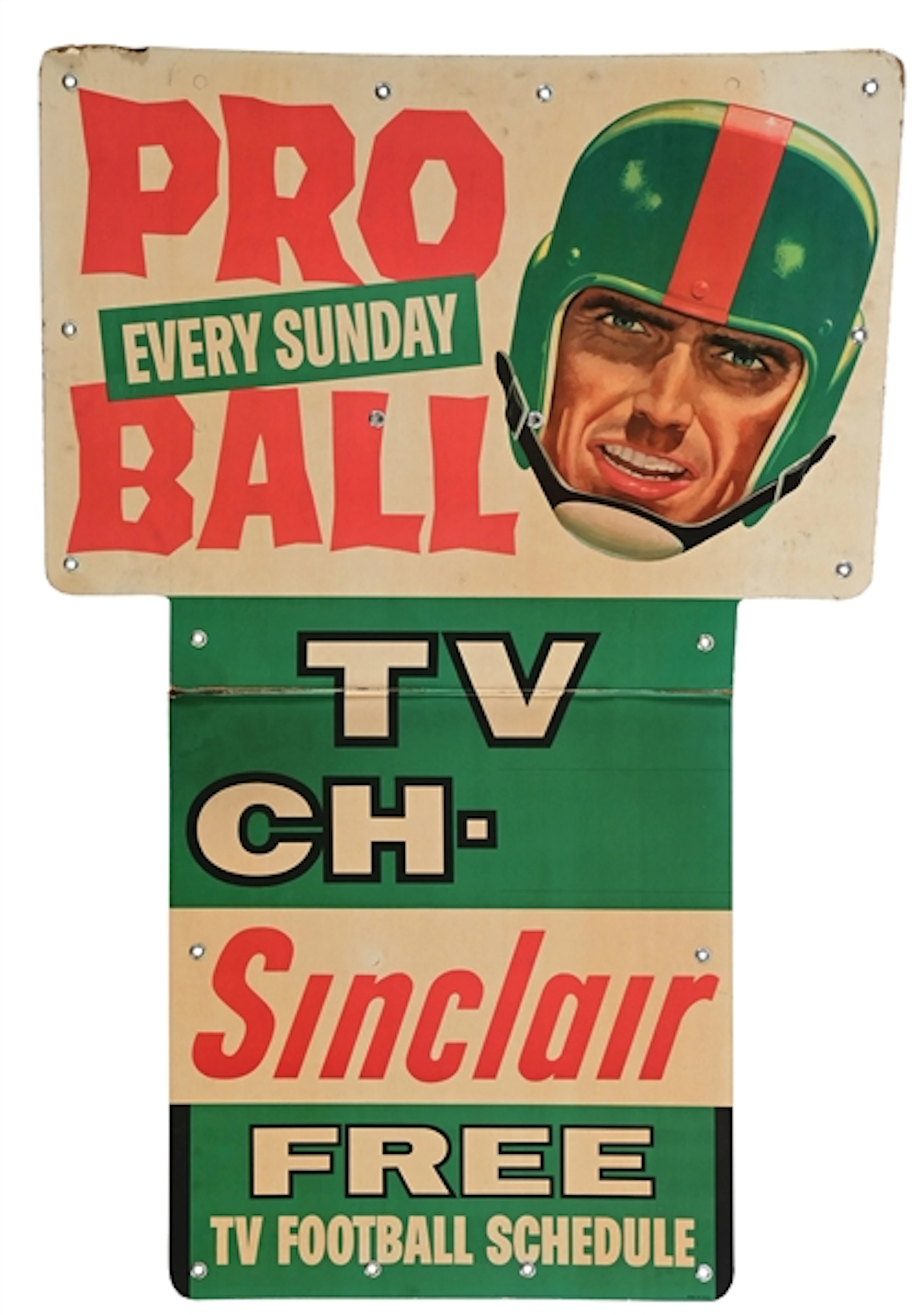 SINCLAIR PRO EVERY SUNDAY BALL FREE TV FOOTBALL FOLDABLE CARDBOARD BILLBOARD