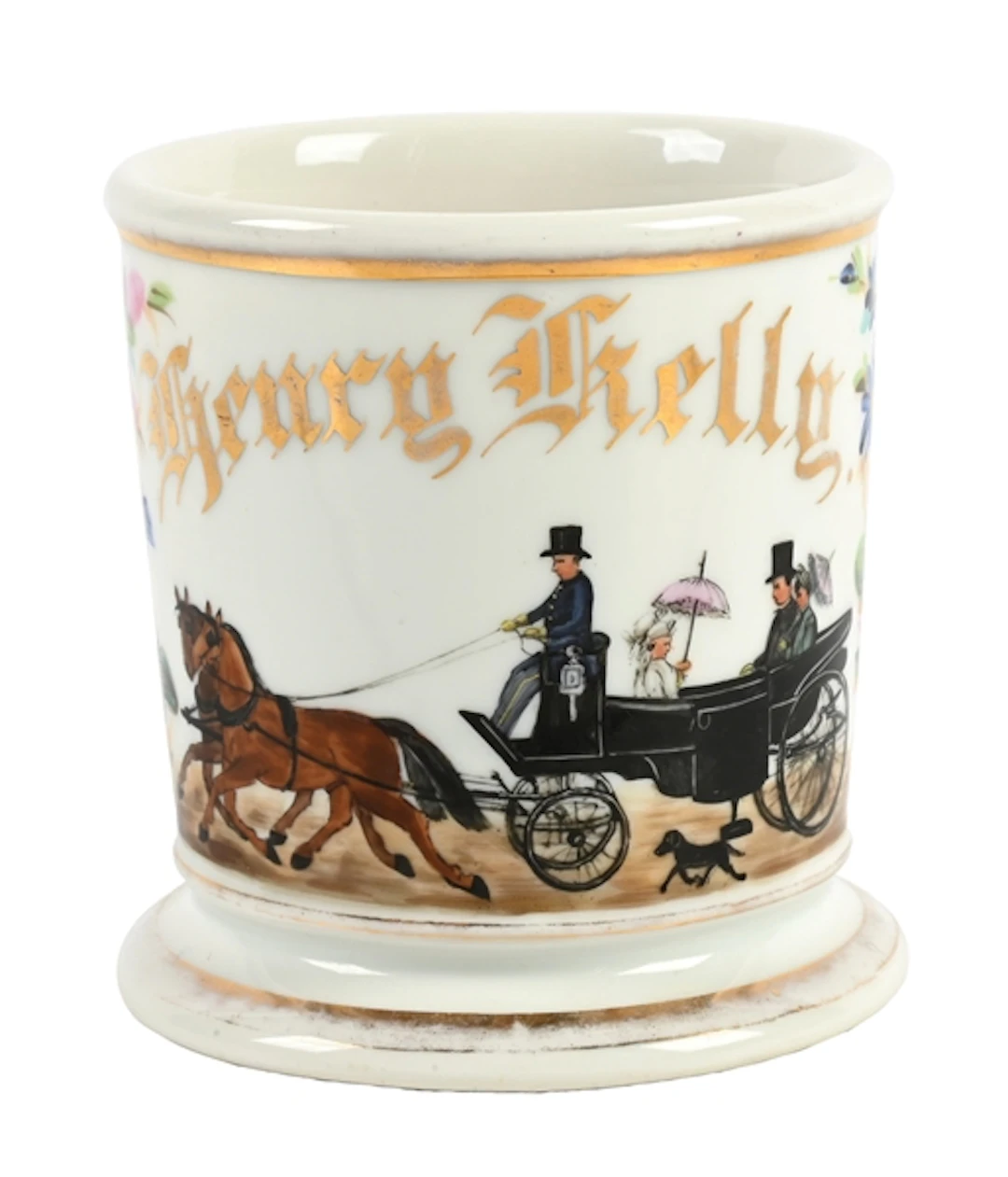 FLORAL HORSE-DRAWN CARRIAGE SHAVING MUG