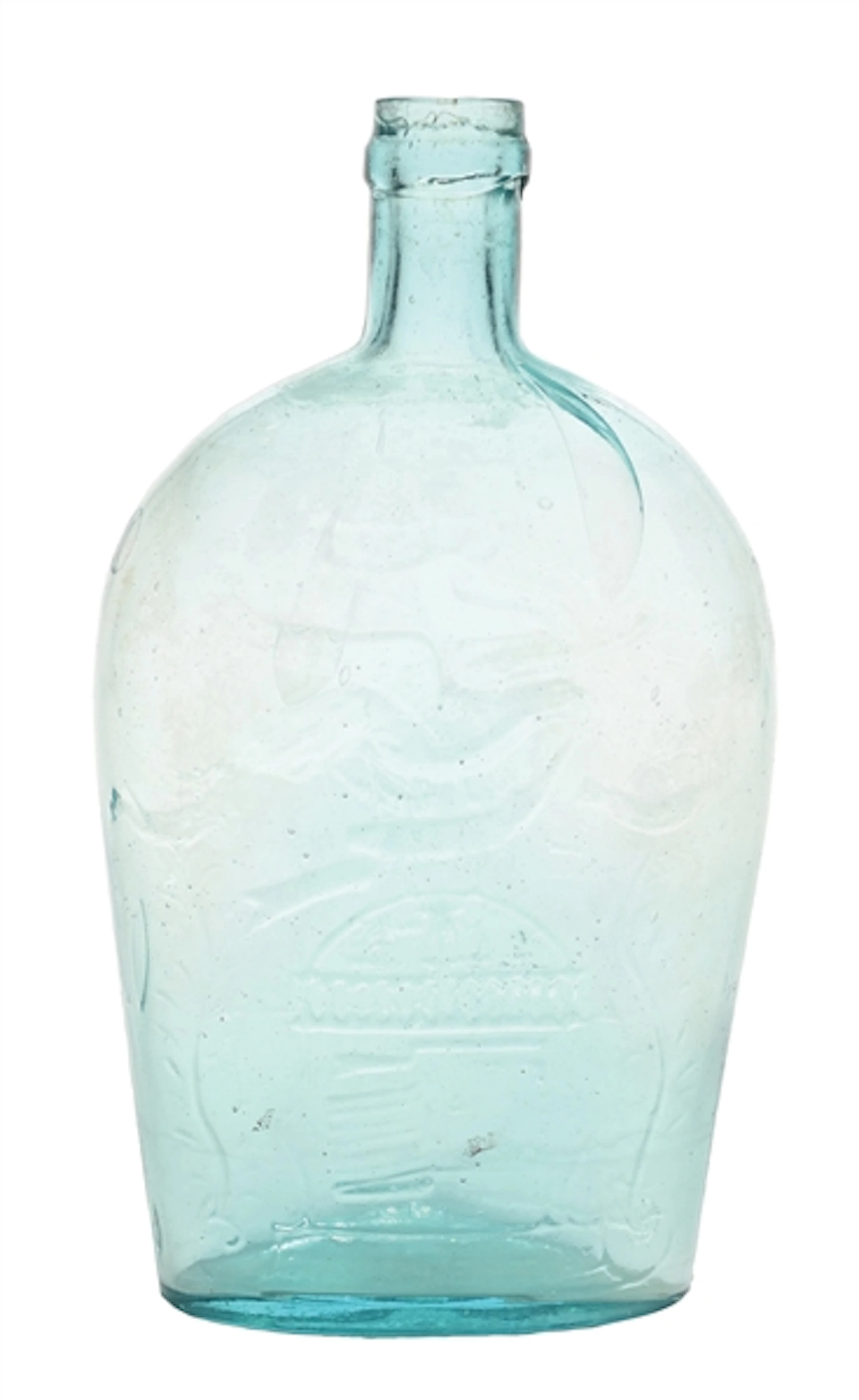 QUART NATIVE AMERICAN SHOOTING OF BIRD ON TREE FLASK