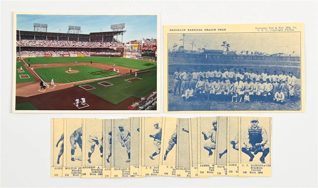 LOT OF 3: TWO BASEBALL CARDS AND POSTCARDS