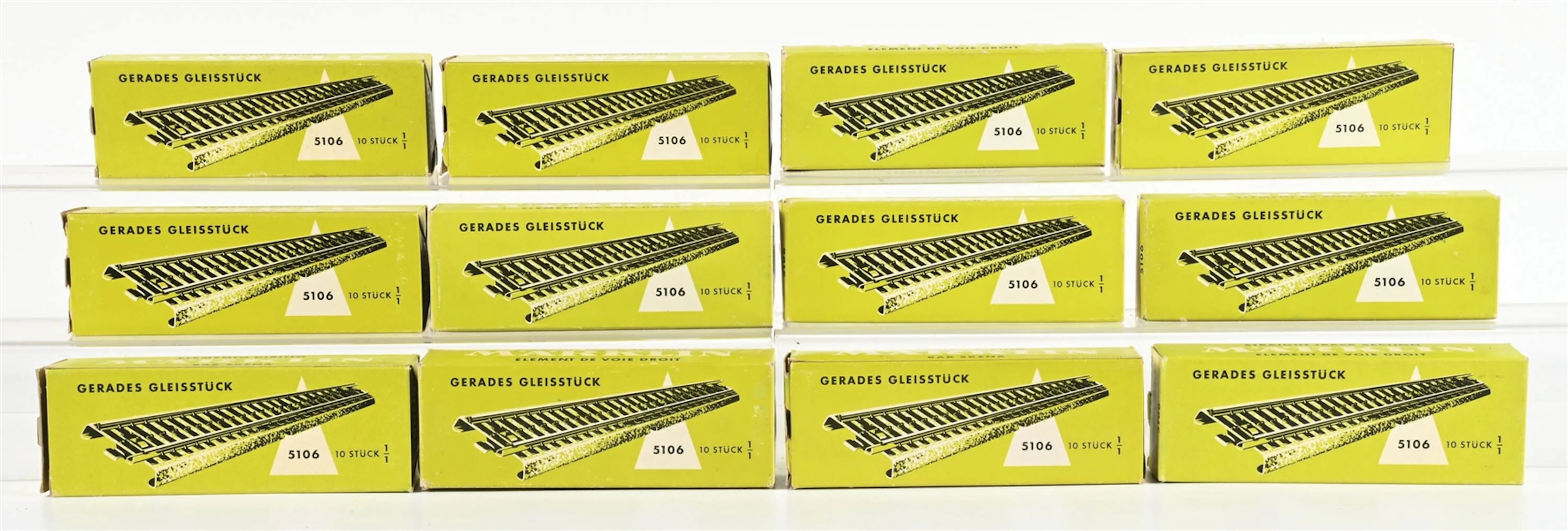 LOT OF 12: BOXED MARKLIN HO-GA. STRAIGHT TRAIN TRACKS #5106