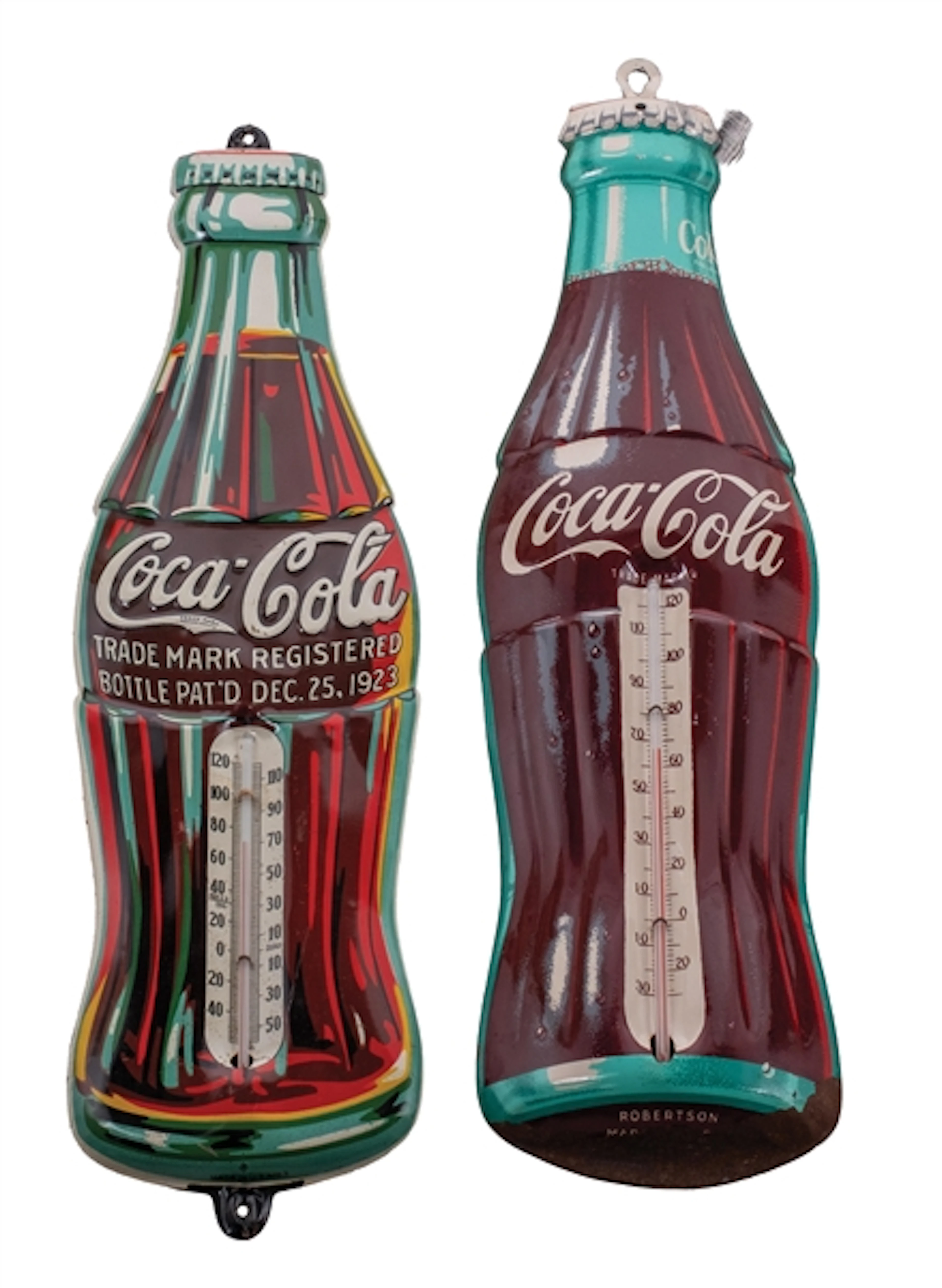 PAIR OF DIE-CUT COCA-COLA BOTTLE THERMOMETERS