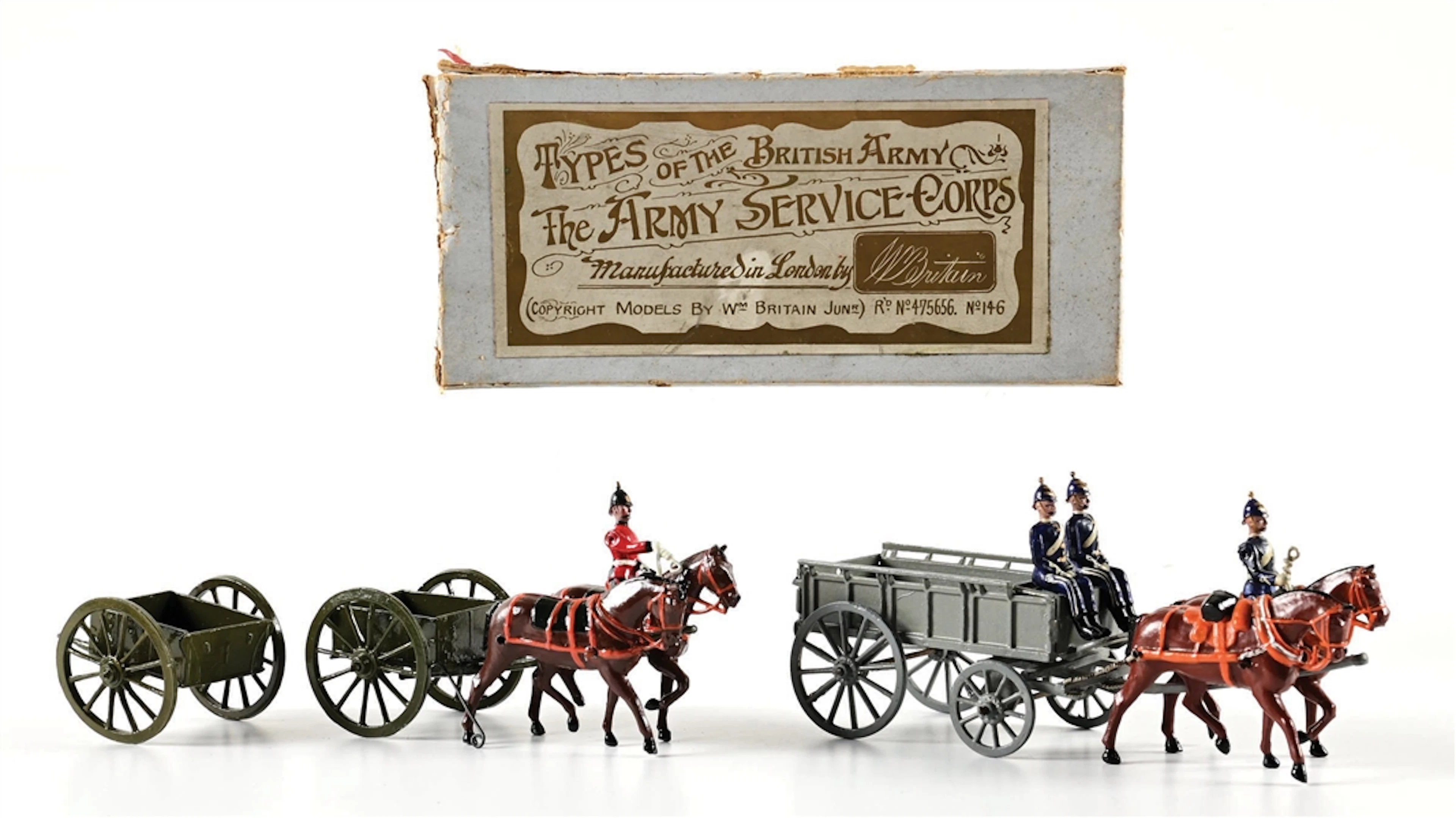 LOT OF 2: W. BRITAINS SOLDIERS ARMY SERVICE CORPS WAGONS