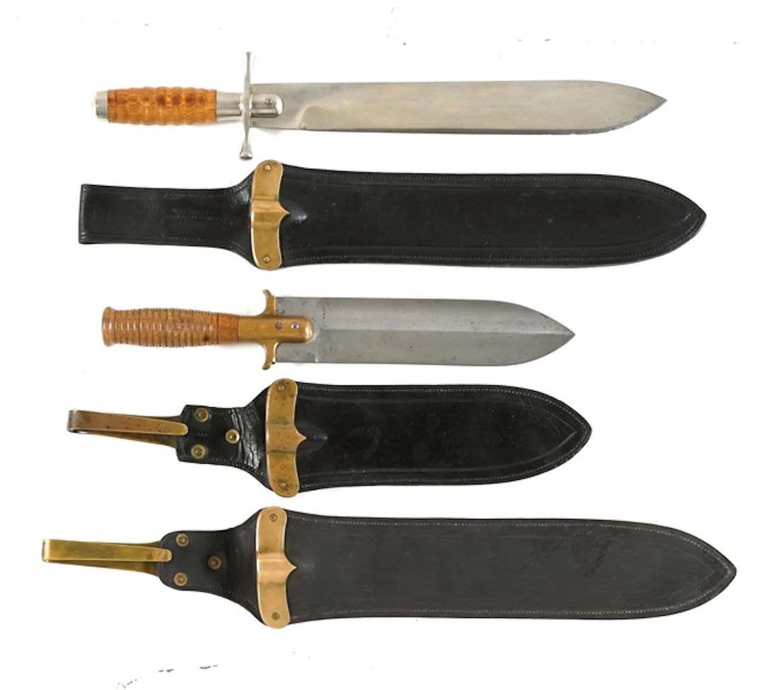 LOT OF 2: US M1880 HUNTING KNIFE AND M1887 HOSPITAL CORPS KNIFE.