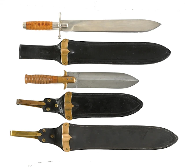 LOT OF 2: US M1880 HUNTING KNIFE AND M1887 HOSPITAL CORPS KNIFE.