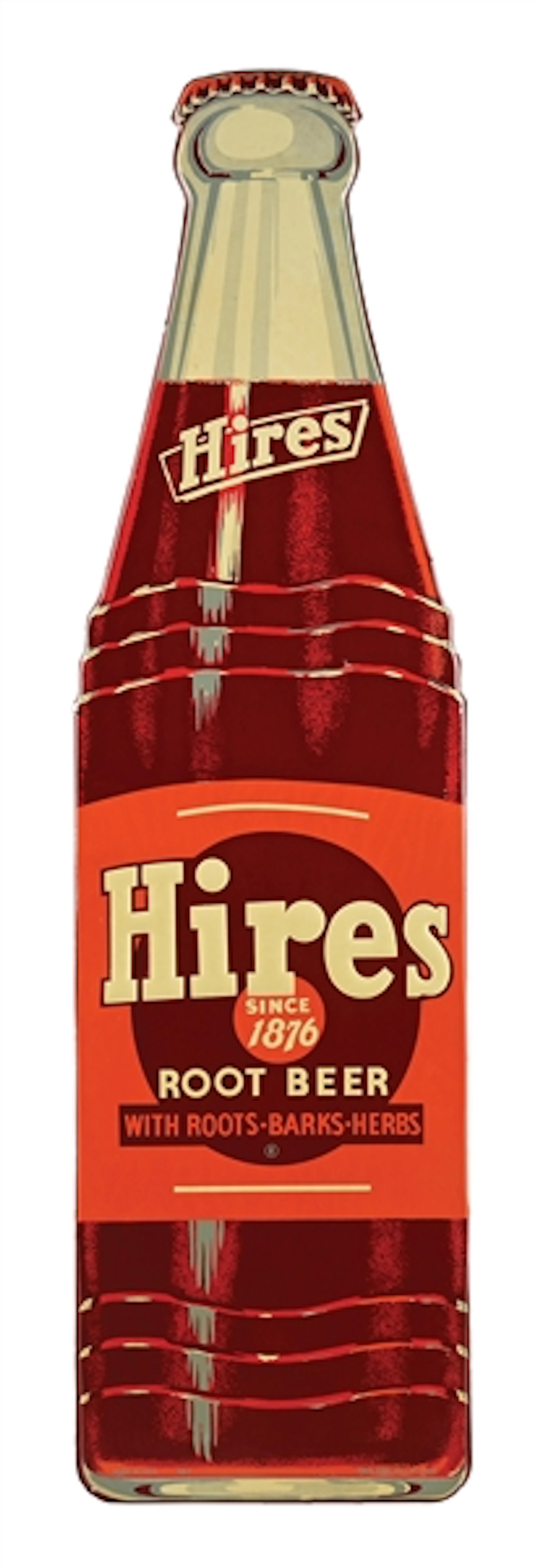 HIRES ROOT BEER EMBOSSED TIN BOTTLE SIGN