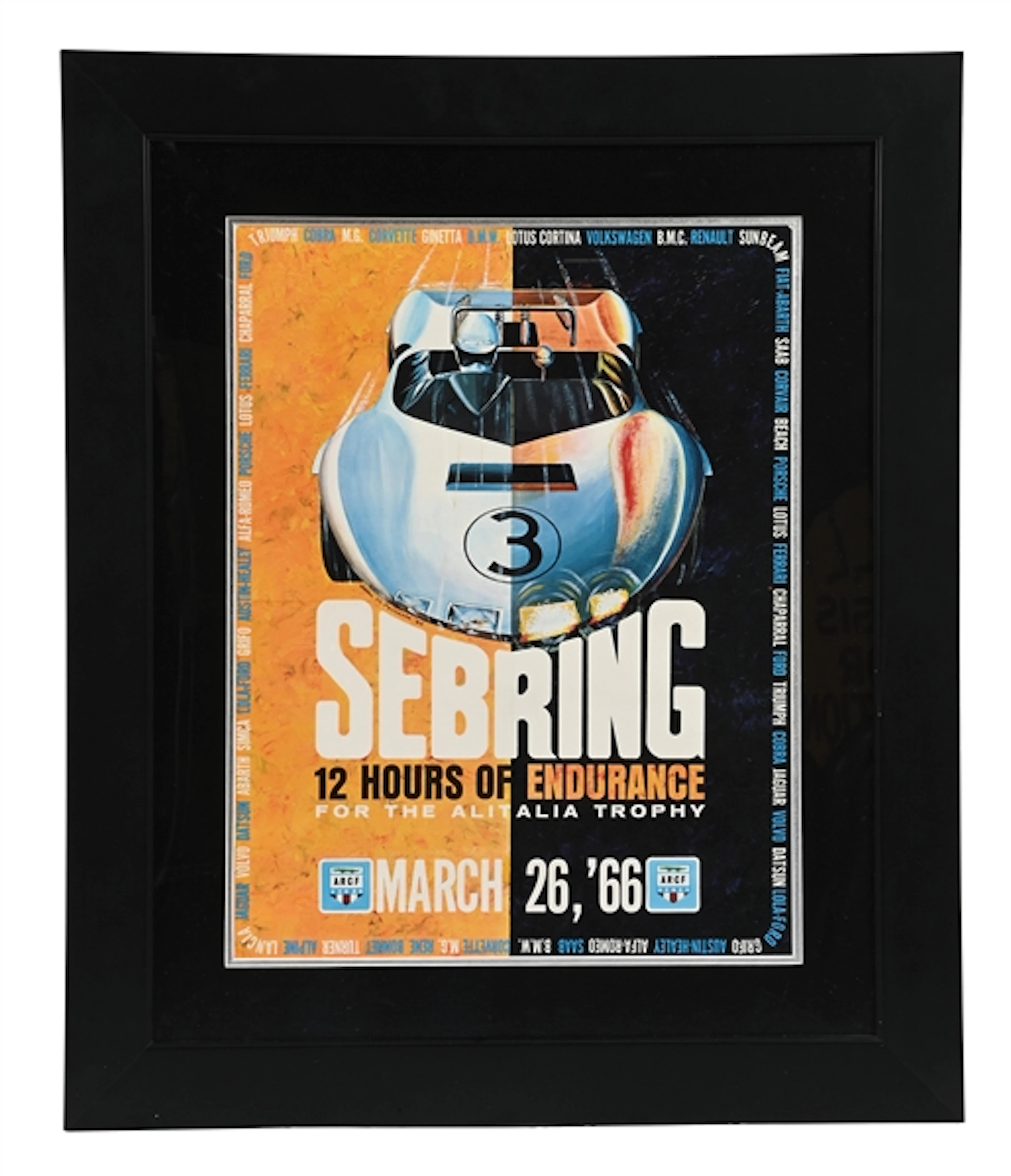 1966 SEBRING 12 HOURS OF ENDURANCE FRAMED POSTER