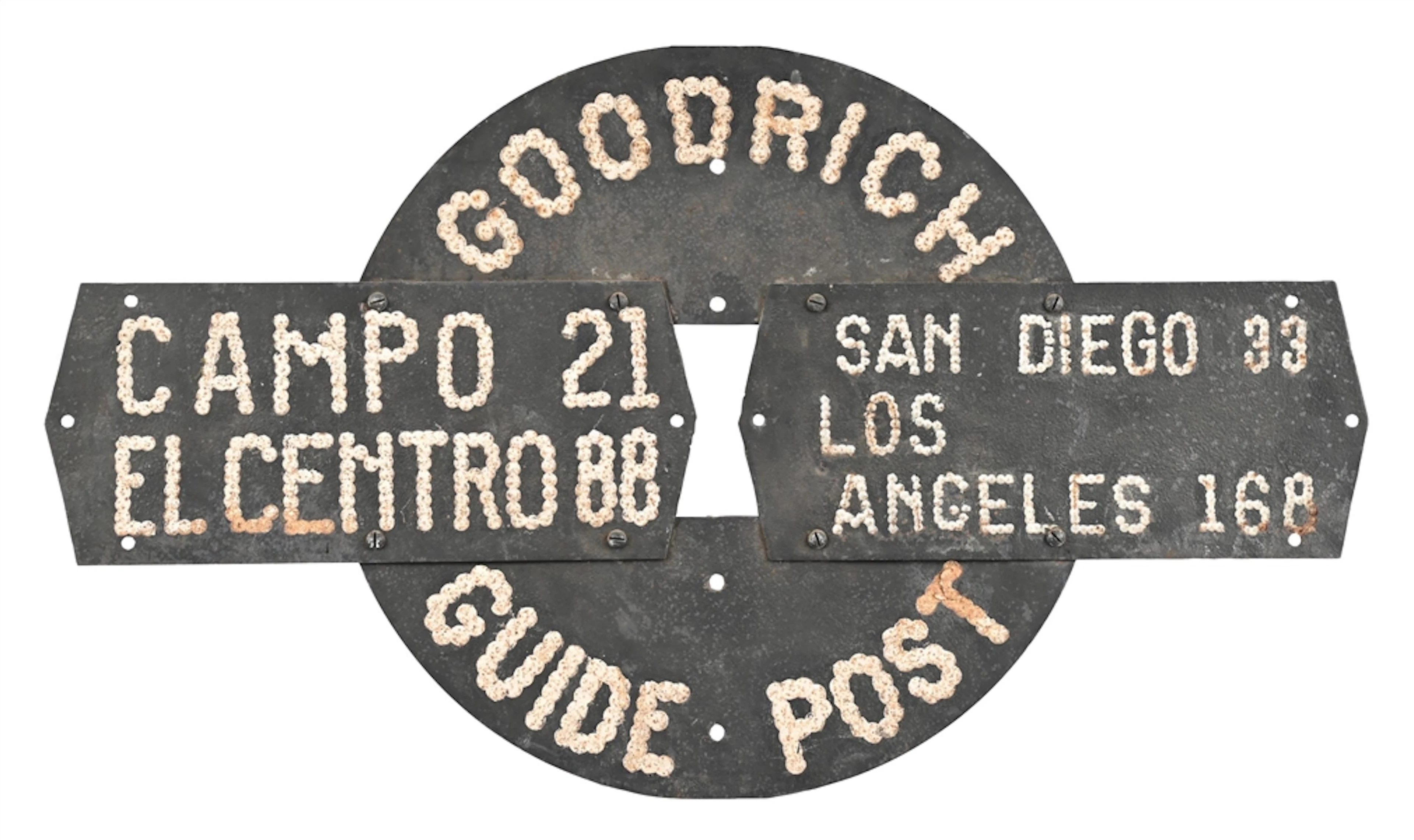 EXCEPTIONALLY RARE GOODRICH GUIDE POST SOUTHERN CALIFORNIA DRILLED