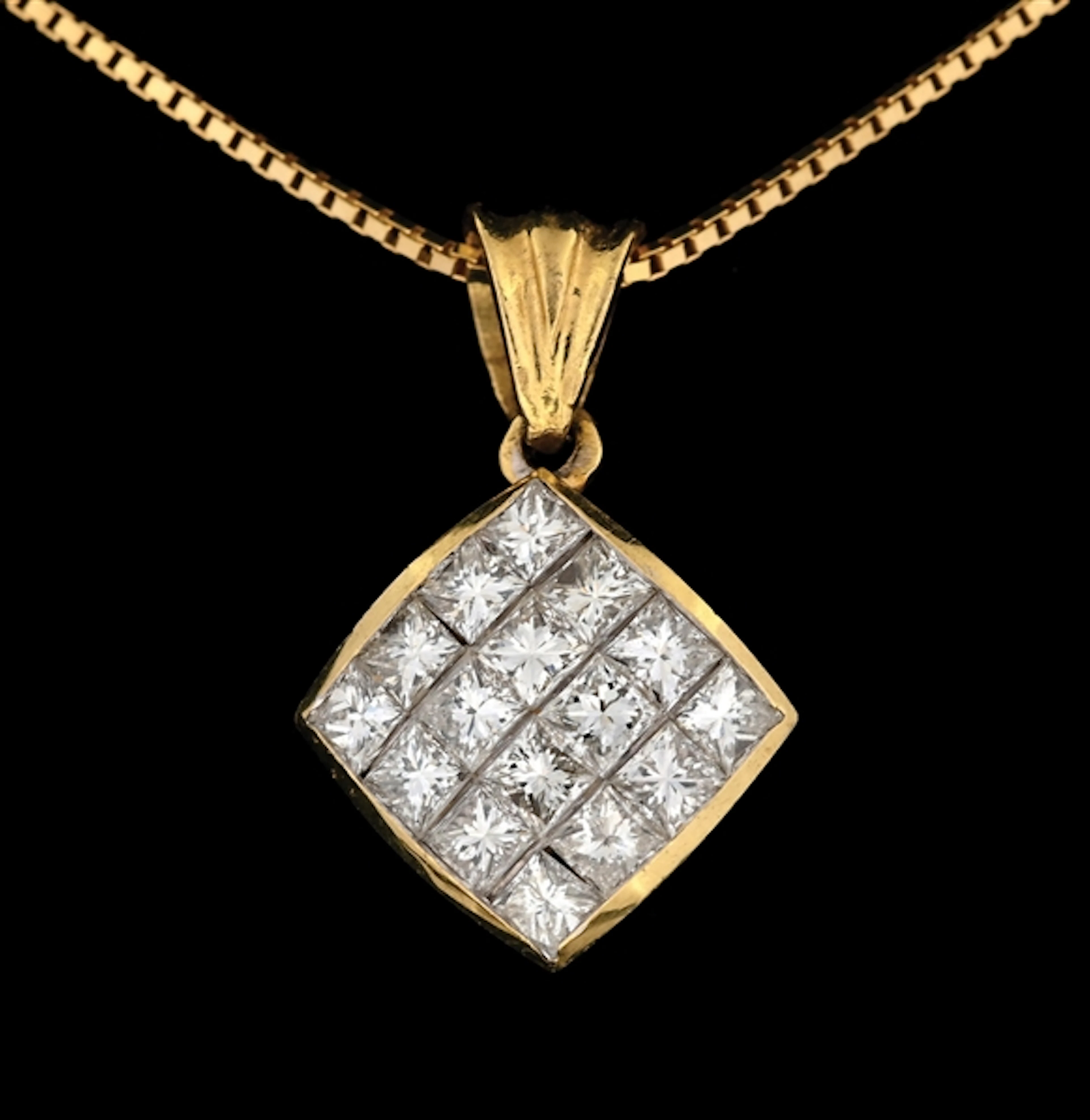18K YELLOW GOLD 1.50CT TW DIAMOND PENDANT & CHAIN