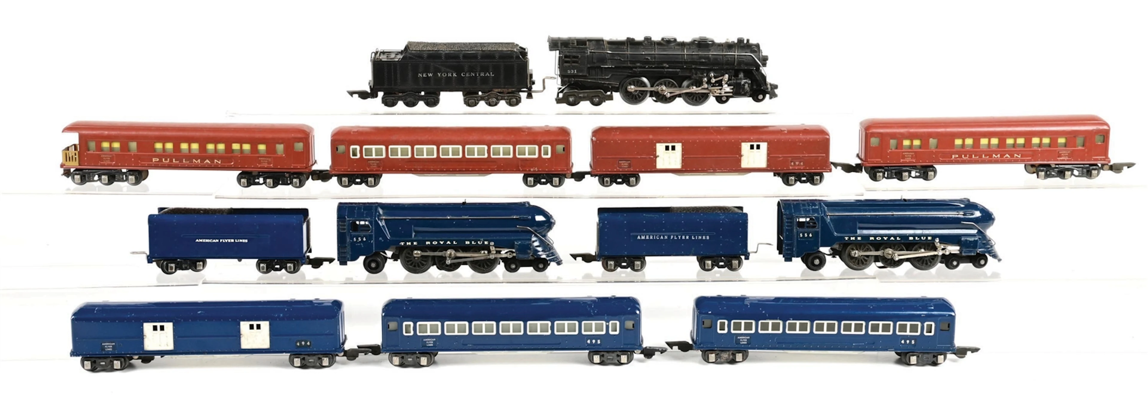 LOT OF 3: PRE-WAR AMERICAN FLYER O-GA. NO. 531 STEAM LOCOMOTIVE 4-CAR