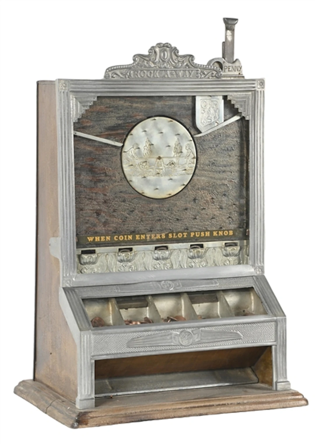 1¢ O.D. JENNINGS ROCK AWAY COIN DROP POCKET SLOT MACHINE