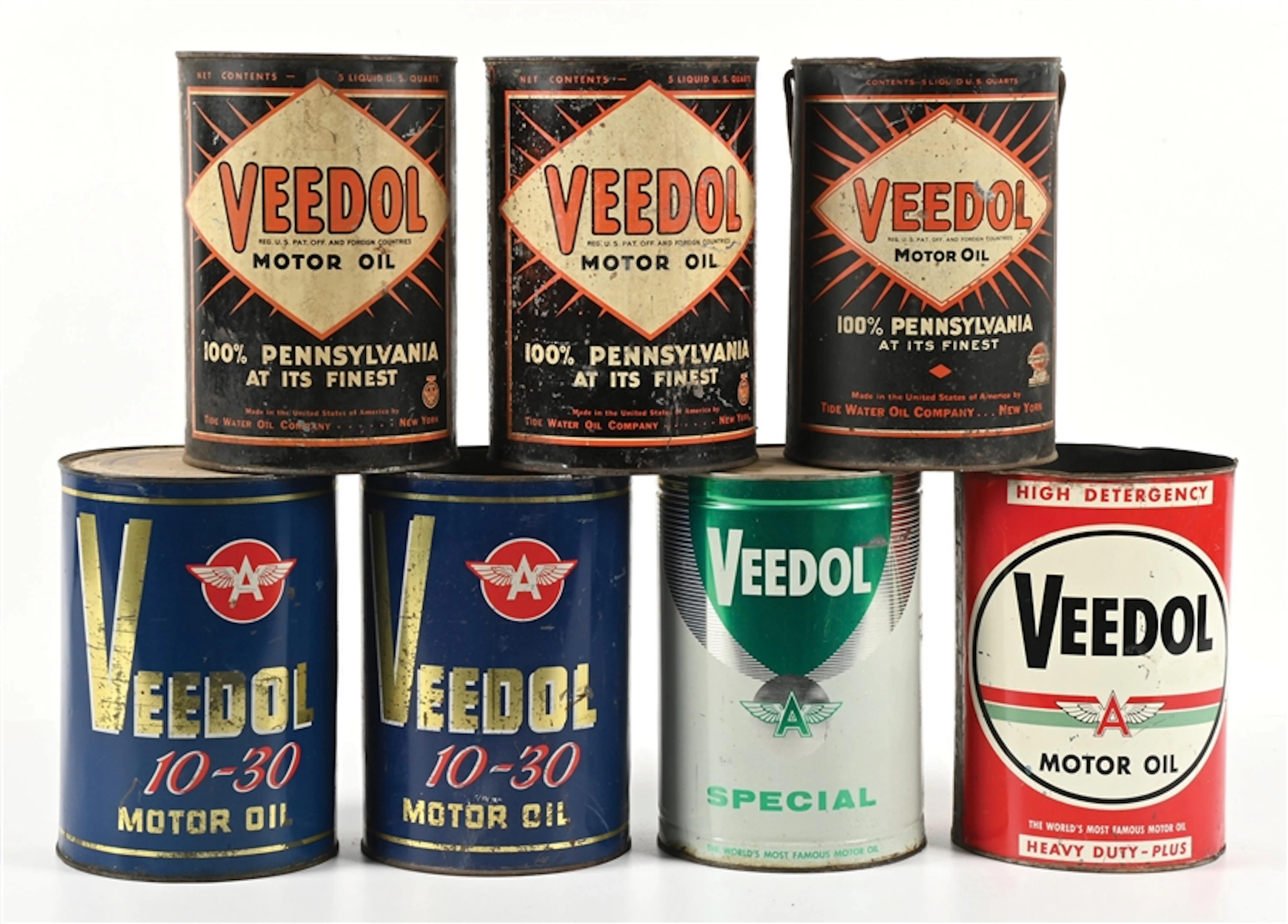 COLLECTION OF 7: VEEDOL 5 QUART CANS