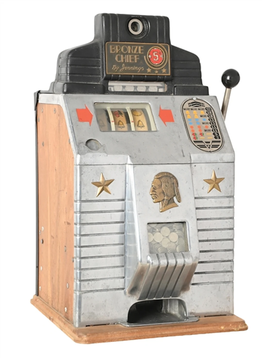 5¢ JENNINGS BRONZE CHIEF SLOT MACHINE