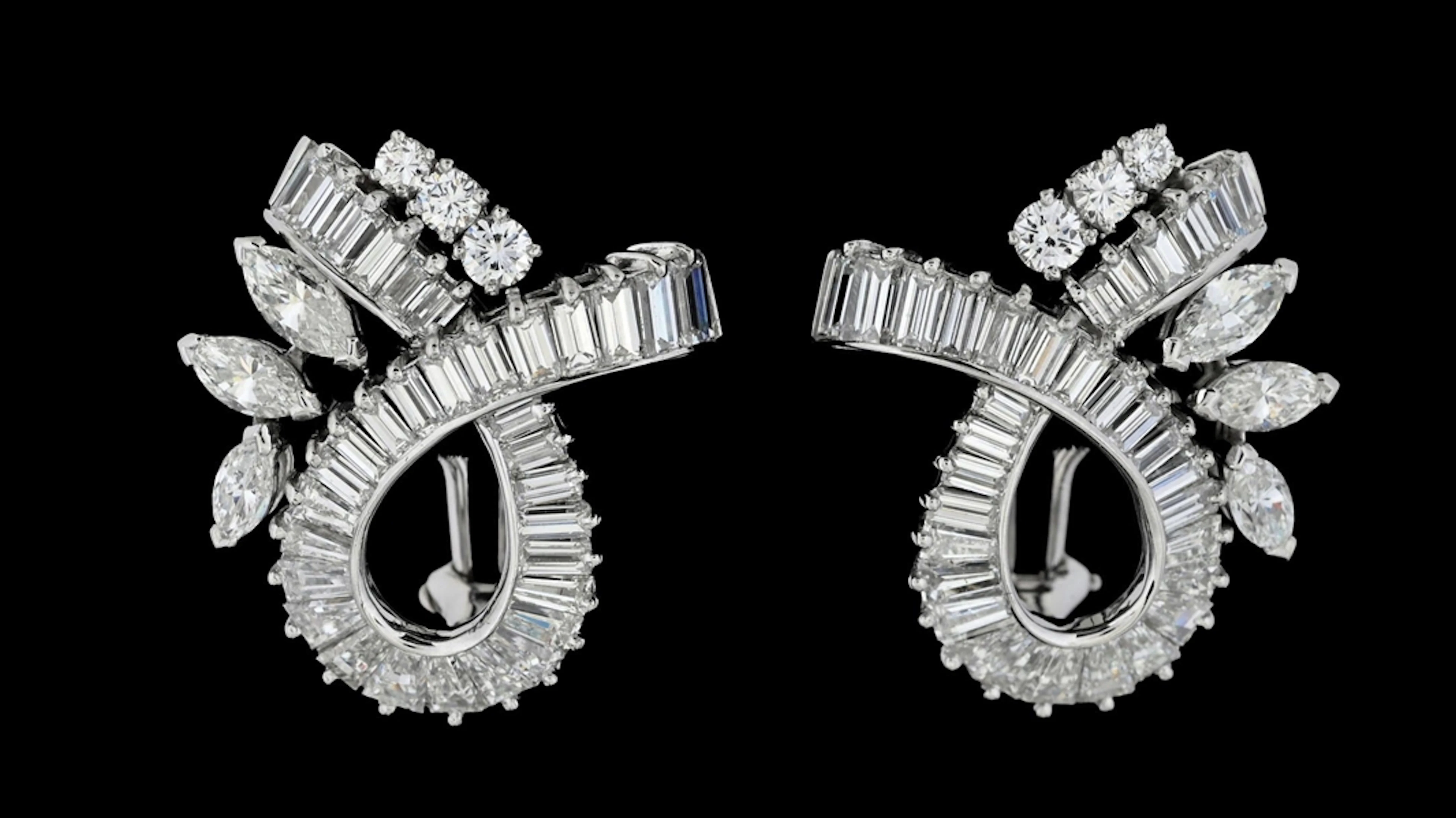PLATINUM & DIAMOND EARRINGS, 6.15CT TW
