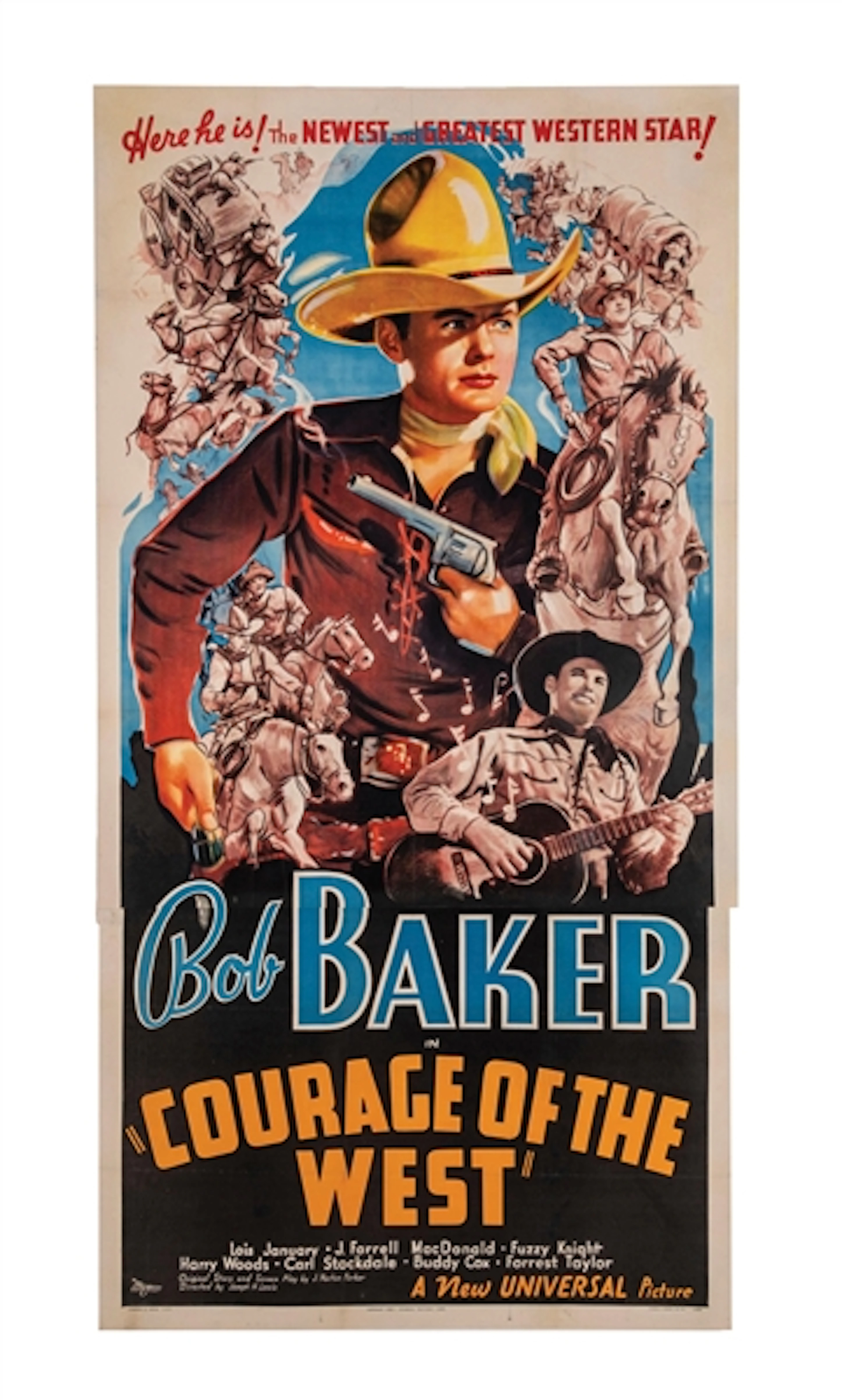 1937 "COURAGE OF THE WEST" THREE-SHEET MOVIE POSTER