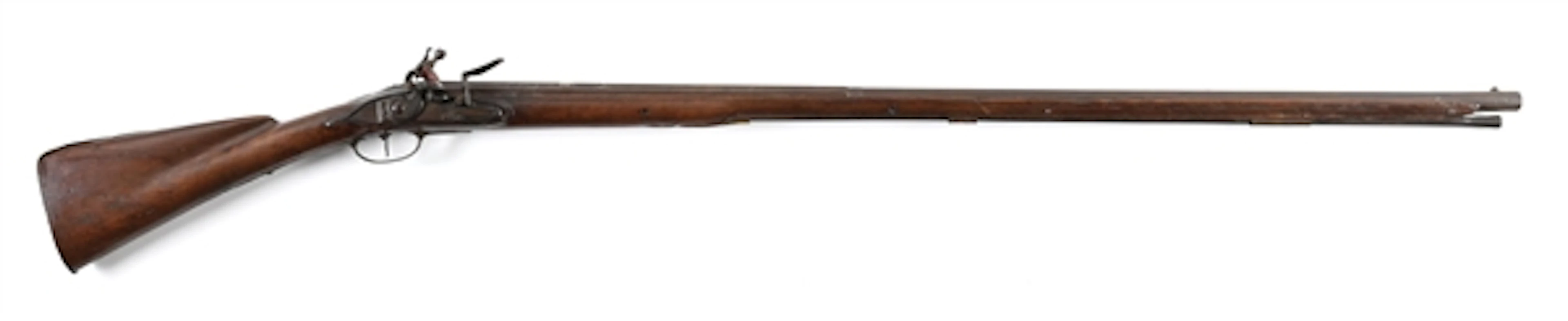 (A) FRENCH FLINTLOCK RIFLE WITH SILVER INLAID BARREL.