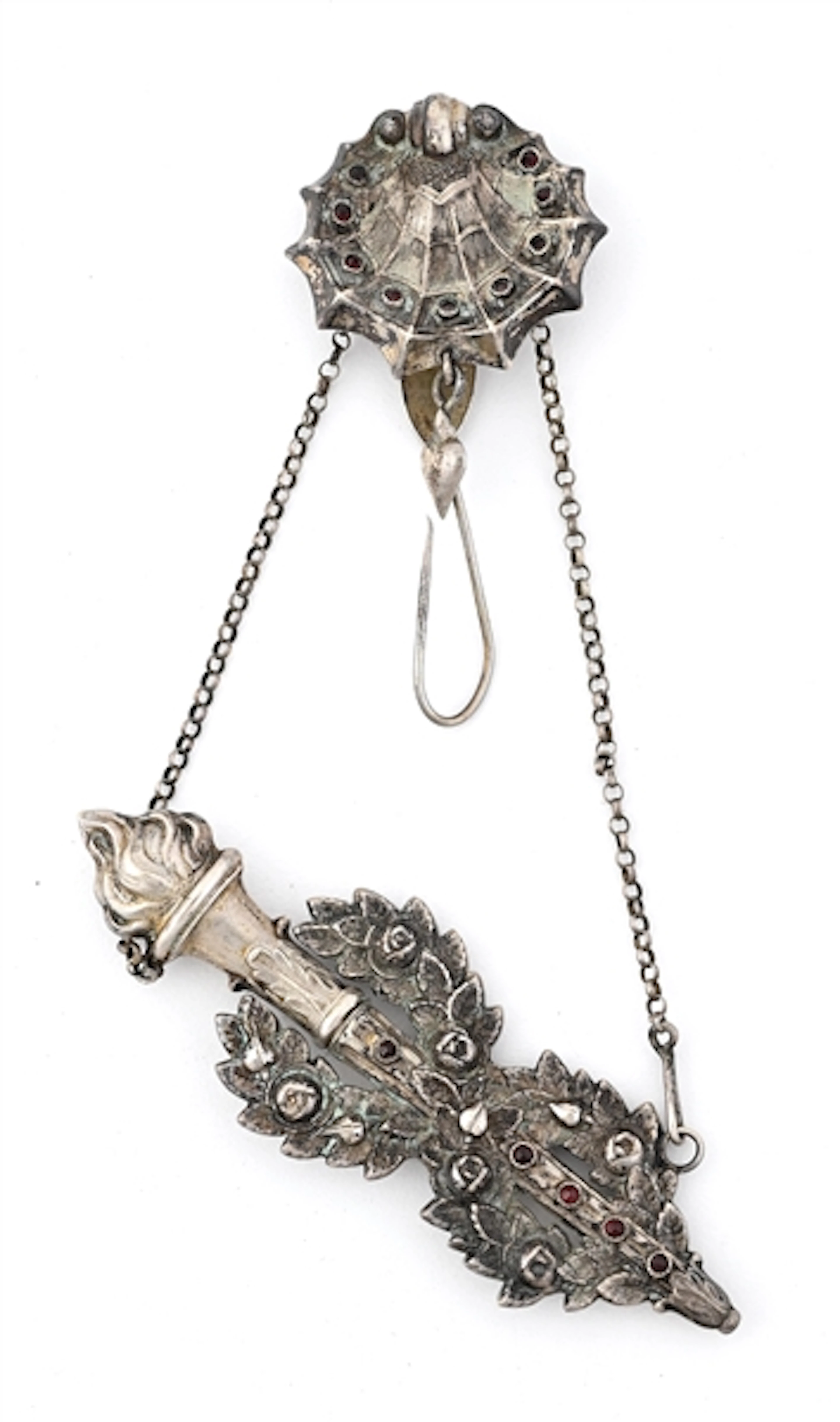 VICTORIAN SILVER CHATELAINE PENCIL BROOCH