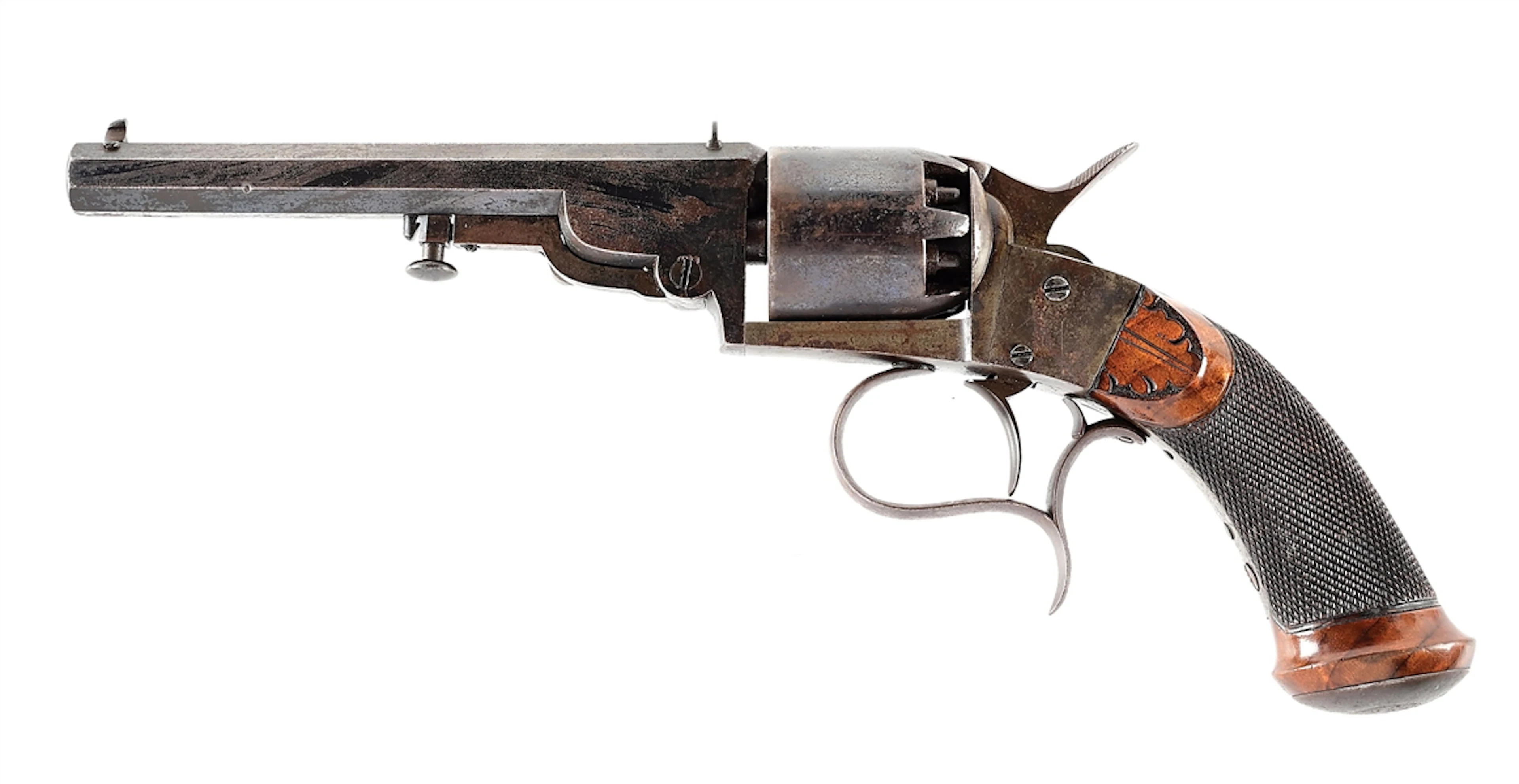 (A) HOULLIER-BLAUCHARD SINGLE ACTION PERCUSSION REVOLVER.