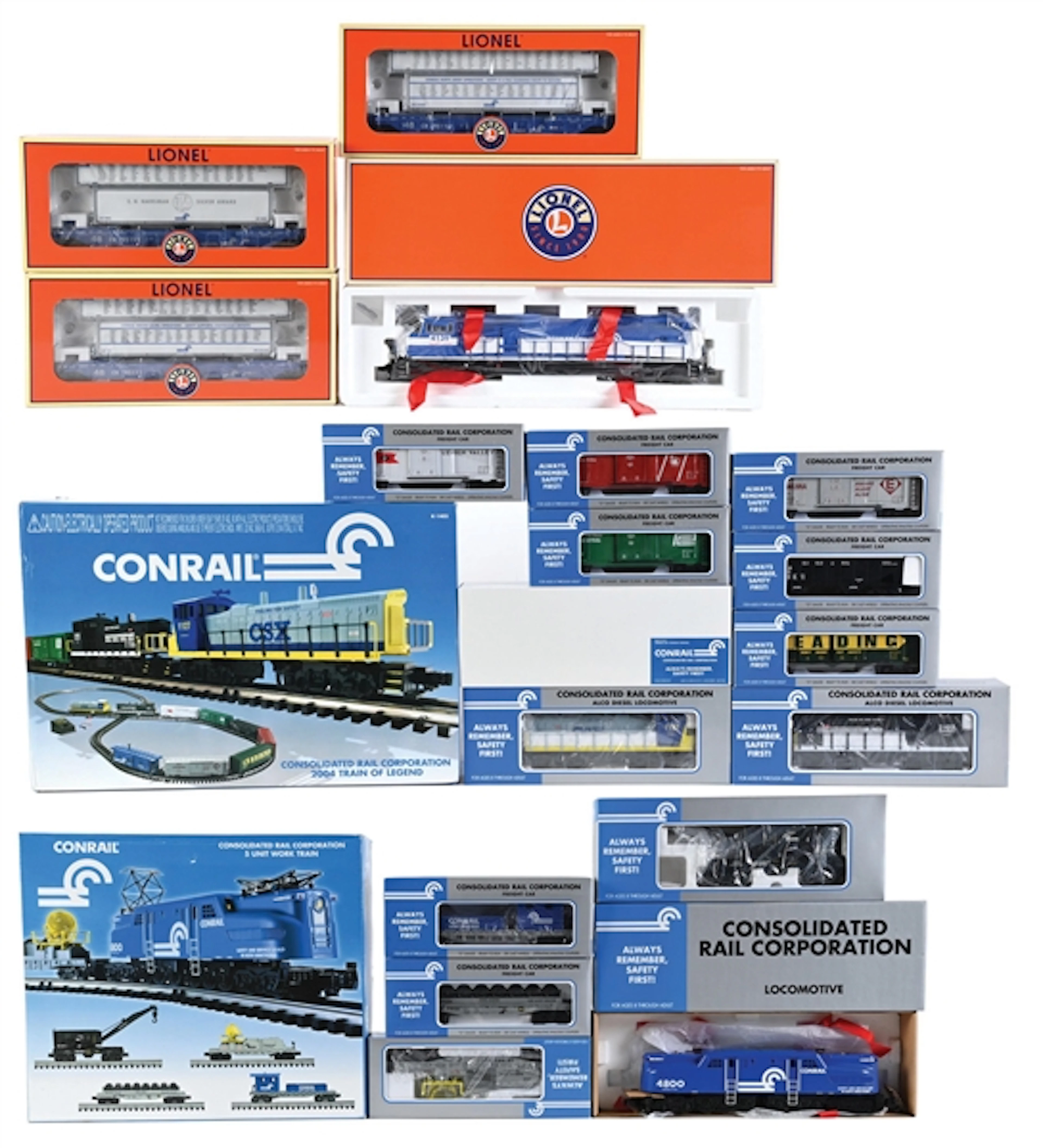 LOT OF 3: K-LINE O-GA. CONRAIL TRAIN SETS