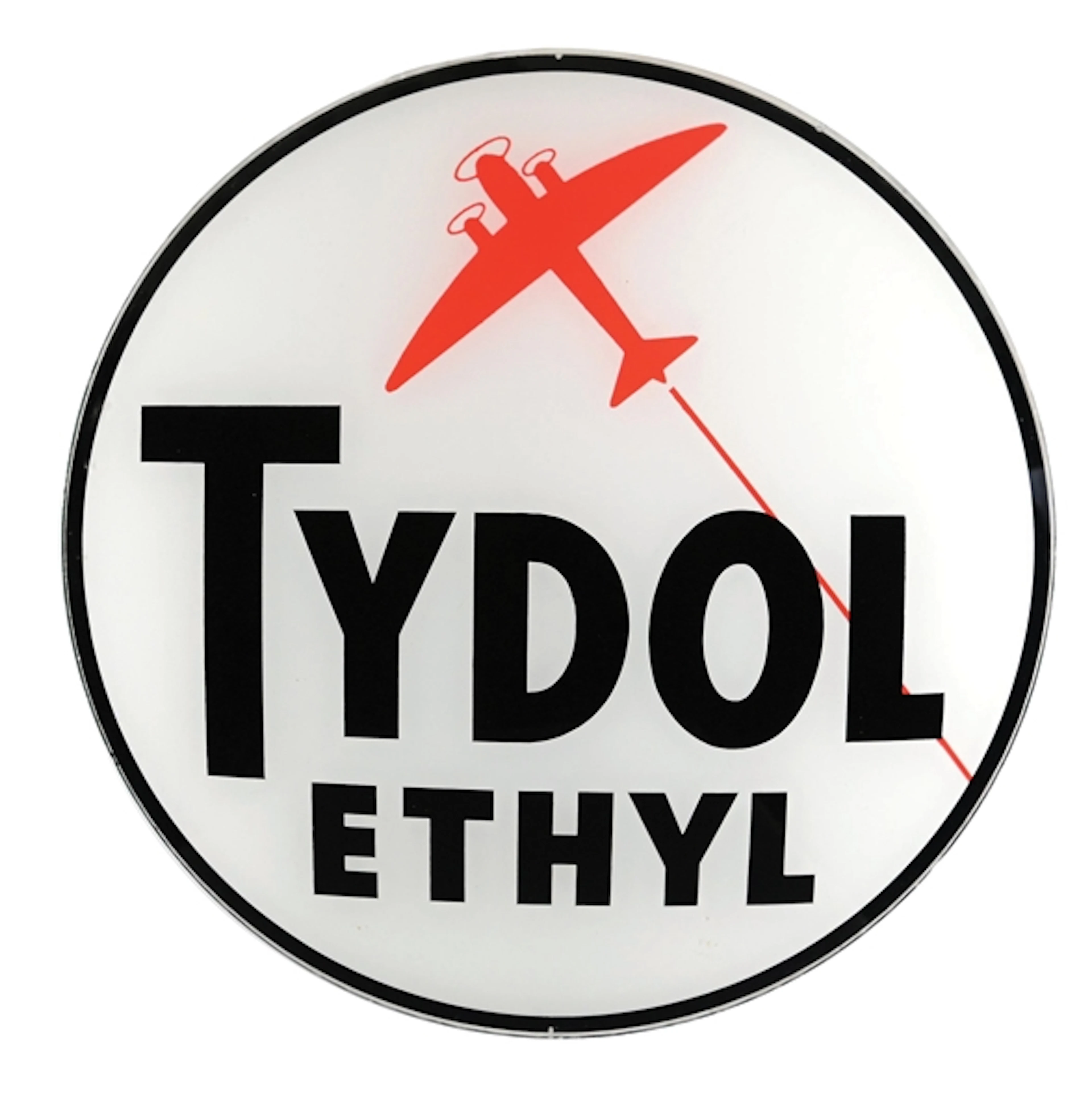 TYDOL ETHYL SINGLE 13.25" GLOBE LENS WITH AIRPLANE GRAPHIC