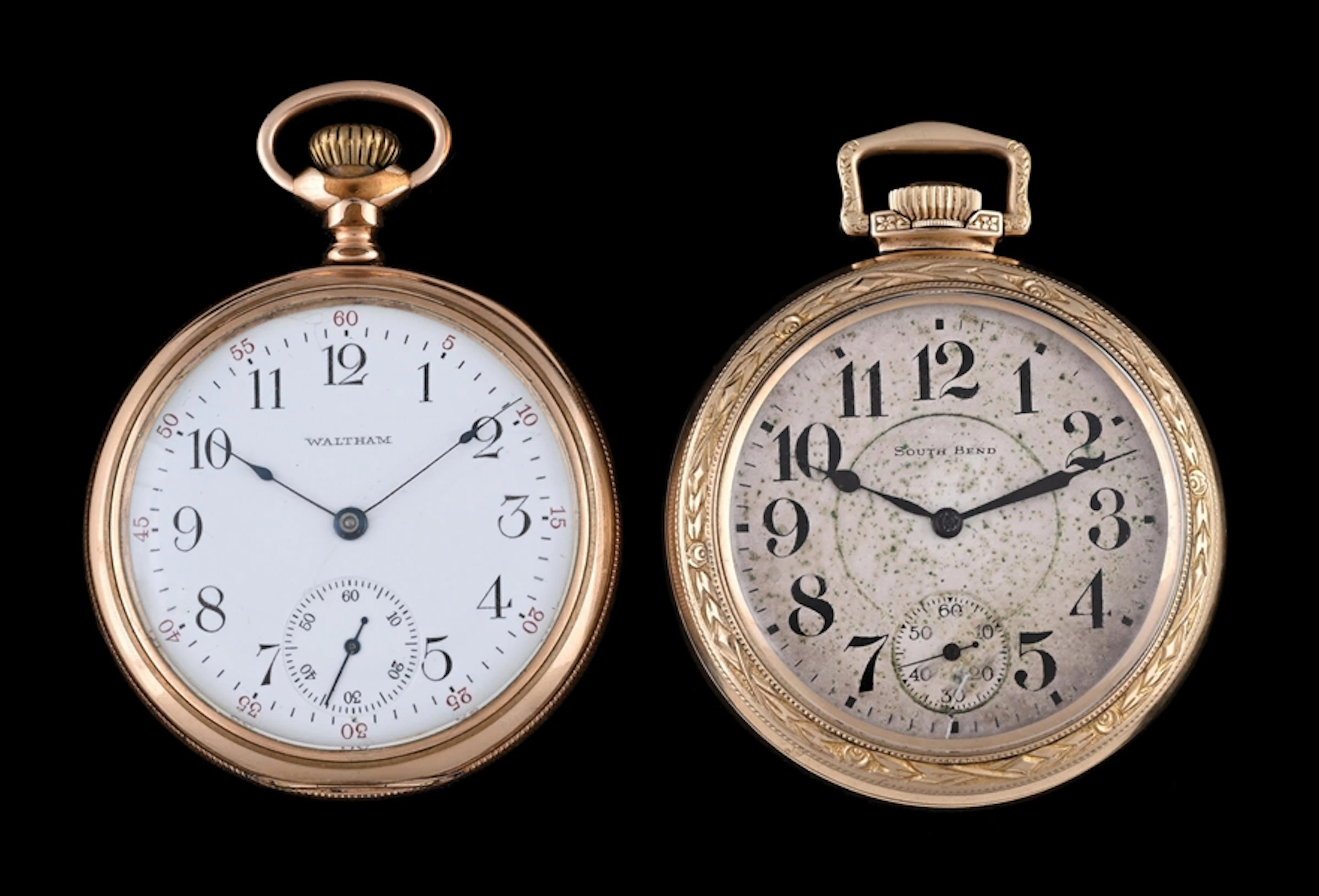 LOT OF 2: OPEN FACE GOLD FILLED POCKET WATCHES