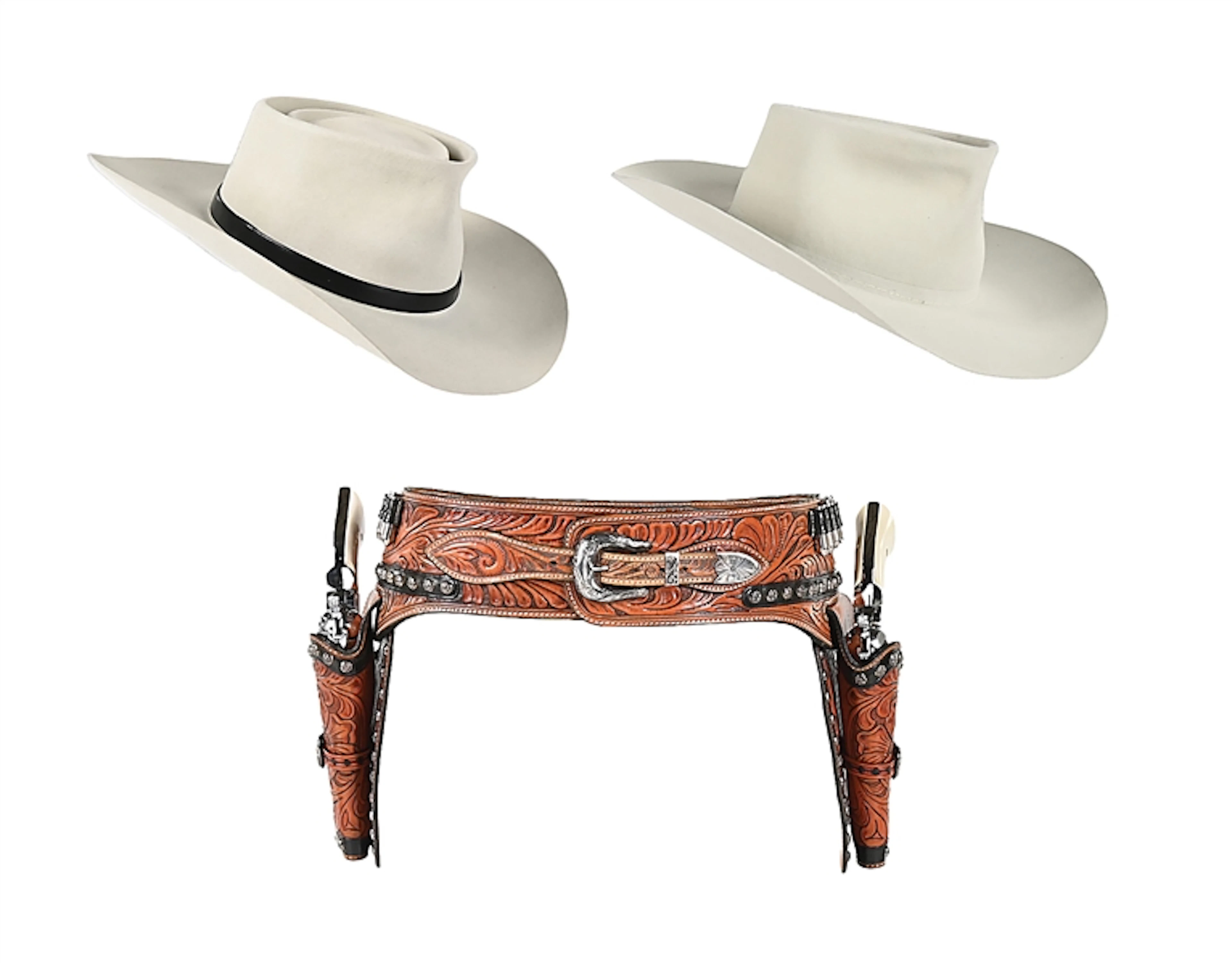 (2) ROY ROGERS THEME RESISTOL WESTERN HATS, COLTS, & RIG