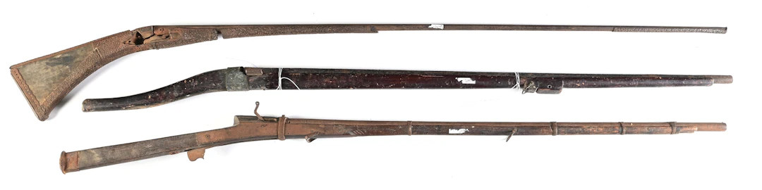 (A) LOT OF 3: THREE MATCHLOCK RIFLES.