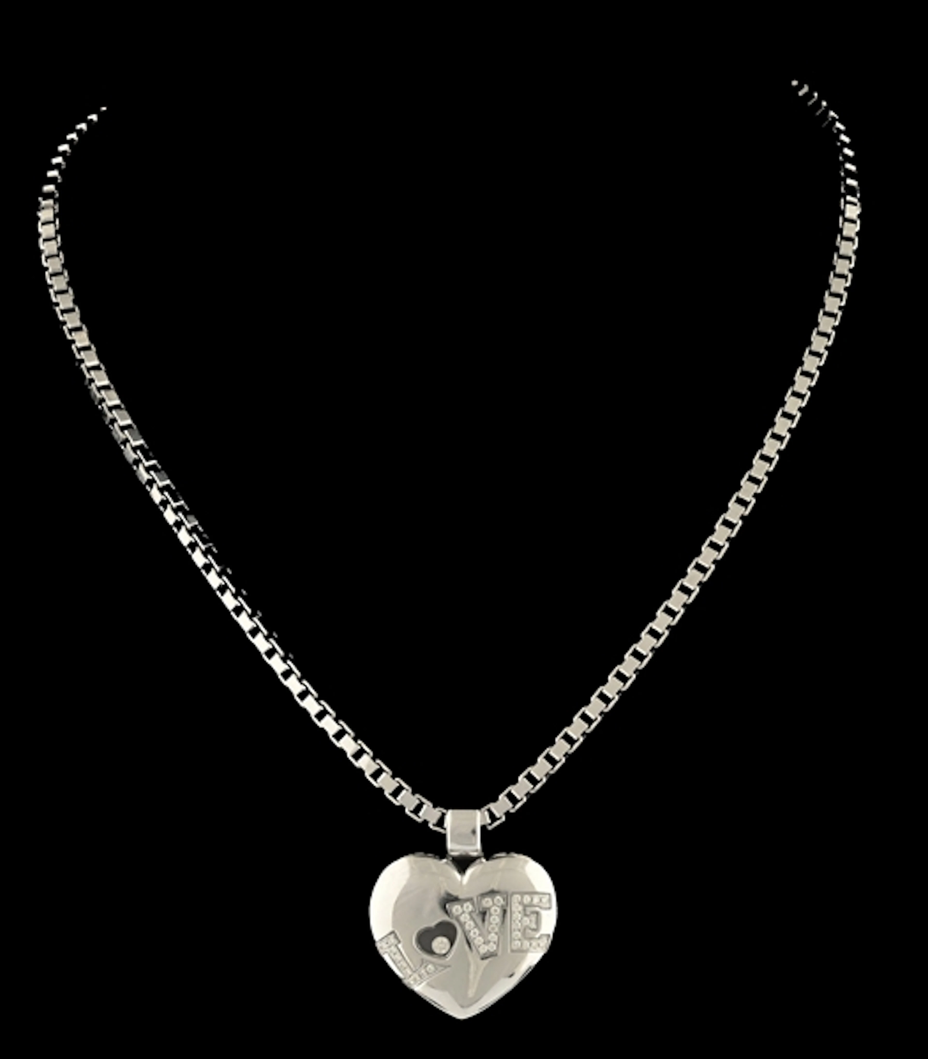18K WHITE GOLD CHOPARD HAPPY DIAMOND HEART LOVE NECKLACE