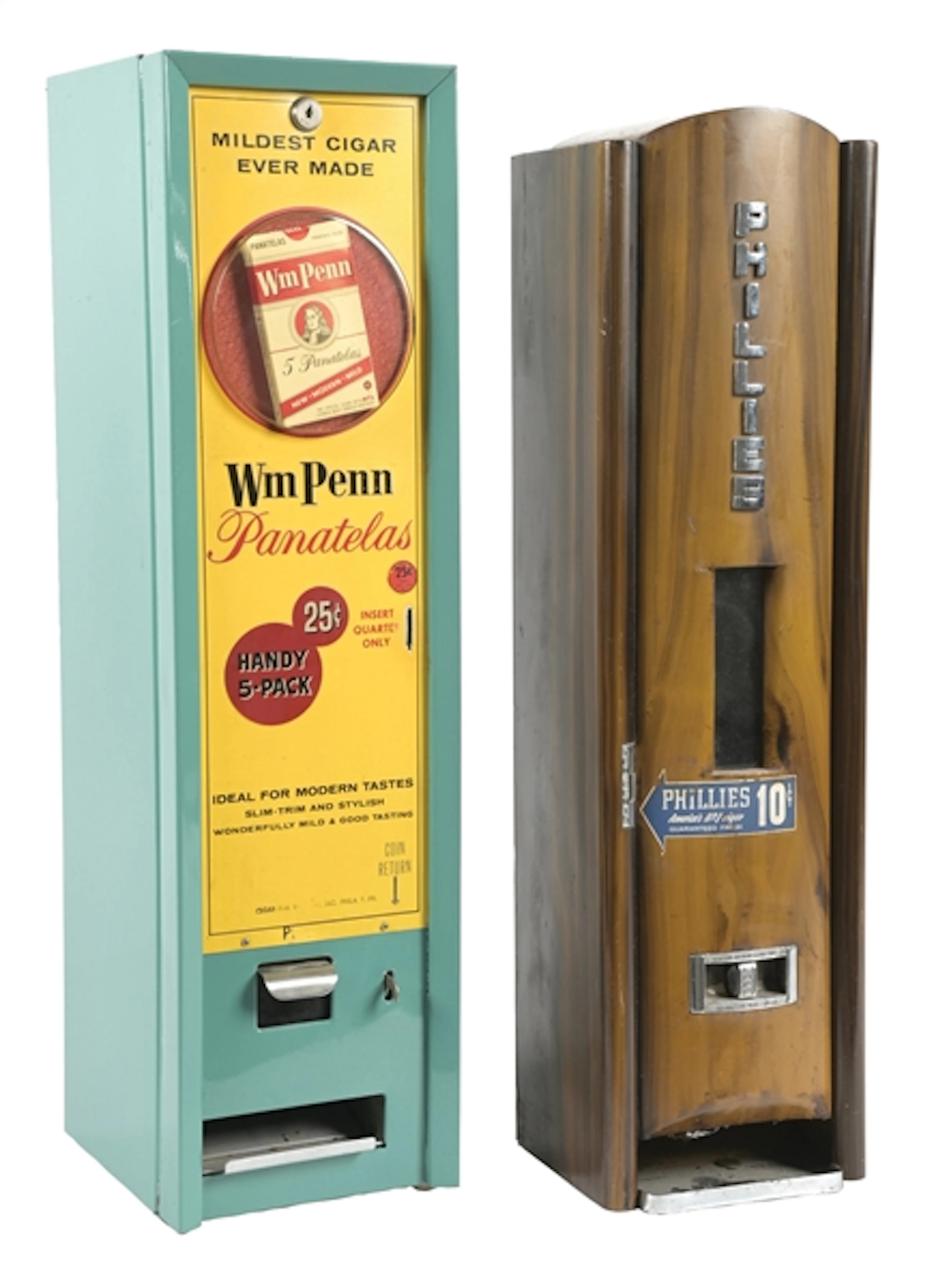 PAIR OF WALL HANGING CIGAR VENDING MACHINES