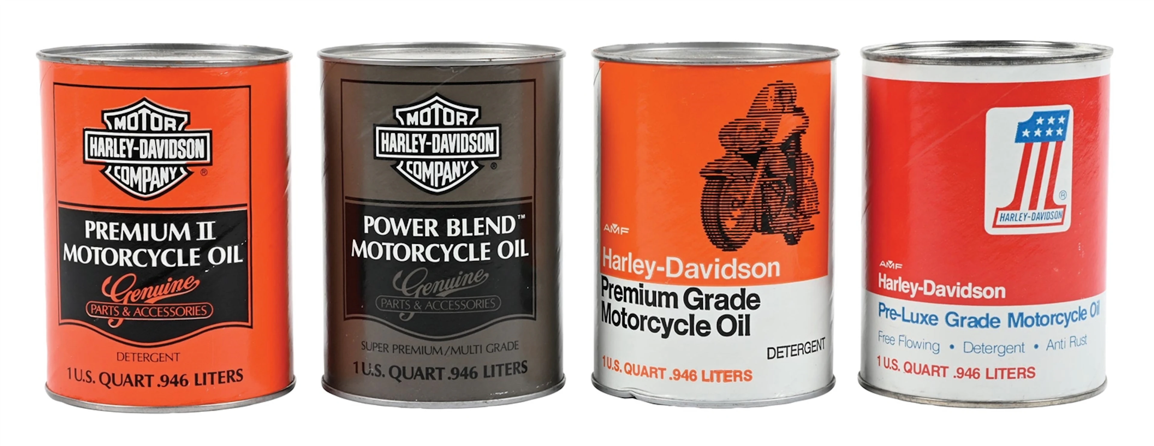COLLECTION OF 4: HARLEY-DAVIDSON MOTORCYCLE OIL ONE U.S. QUART CANS
