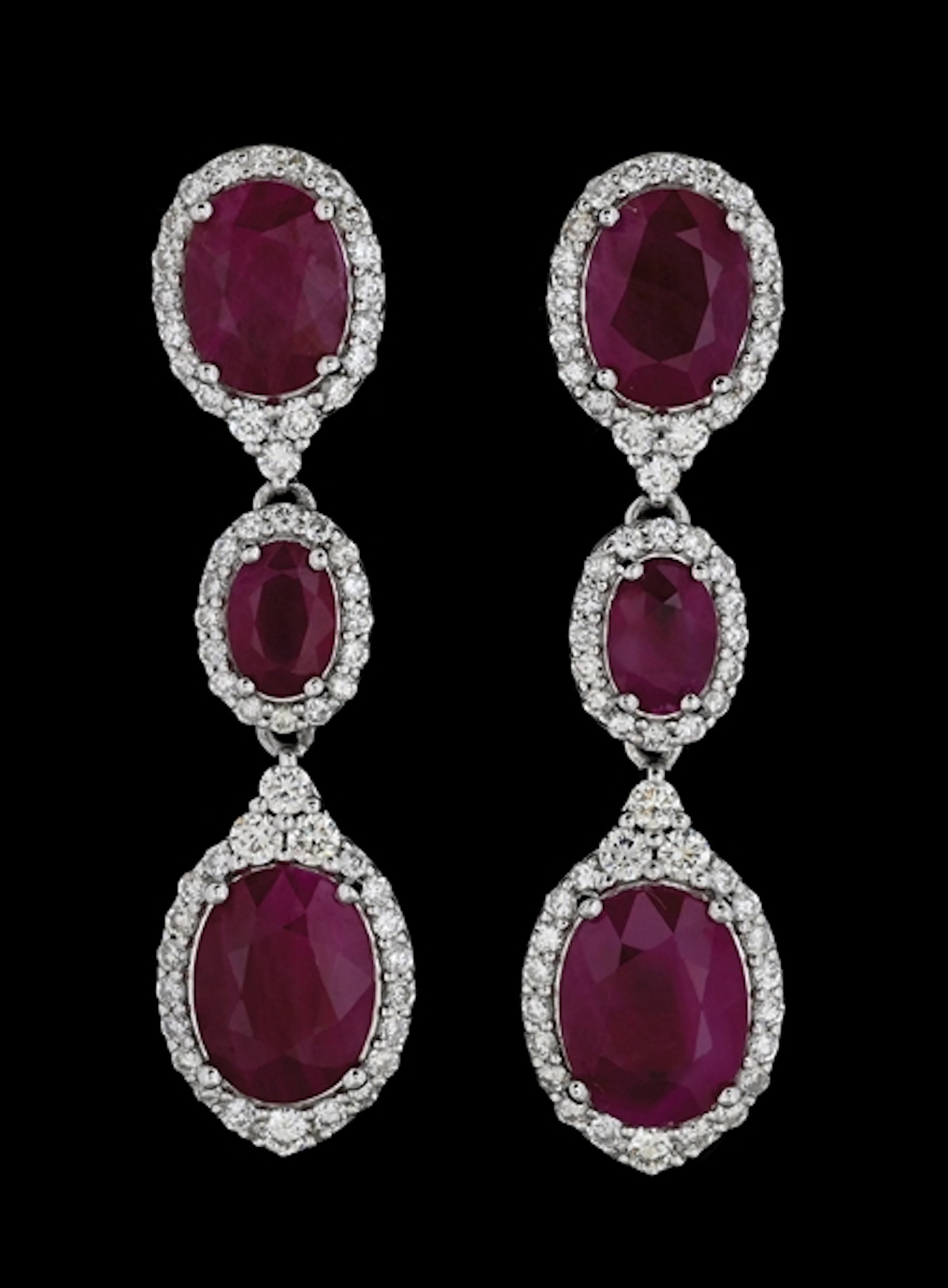 PLATINUM BURMESE RUBY & DIAMOND EARRINGS W/GIA REPORT