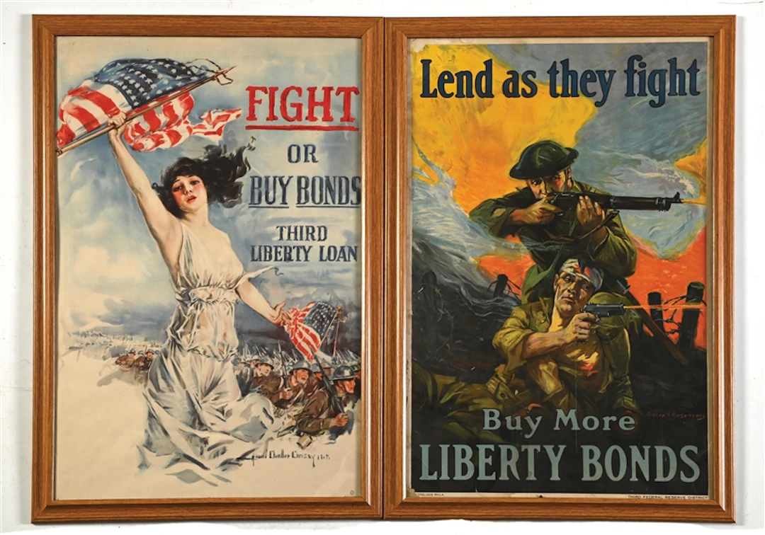 LOT OF 2: US WWI LIBERTY BOND POSTERS.