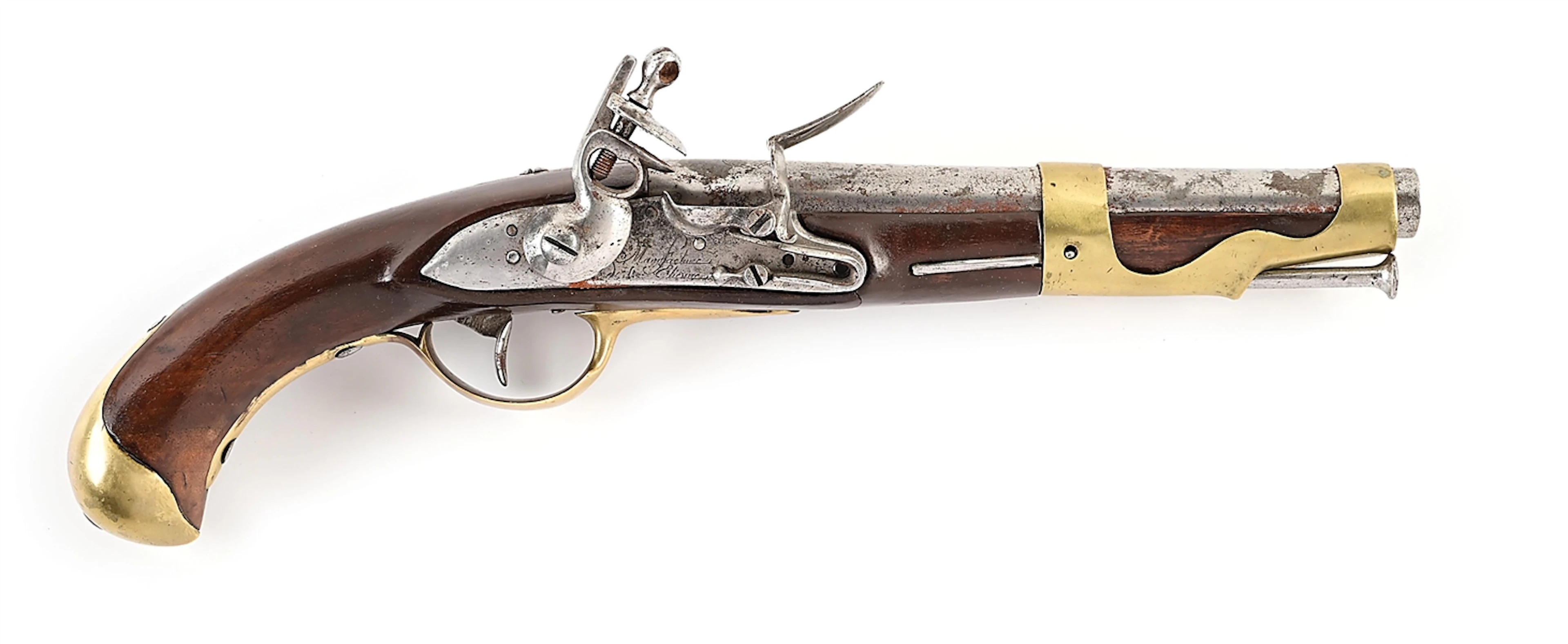 (A) FRENCH ST. ETIENNE MANUFACUTURED 1763/73 FLINTLOCK PISTOL.