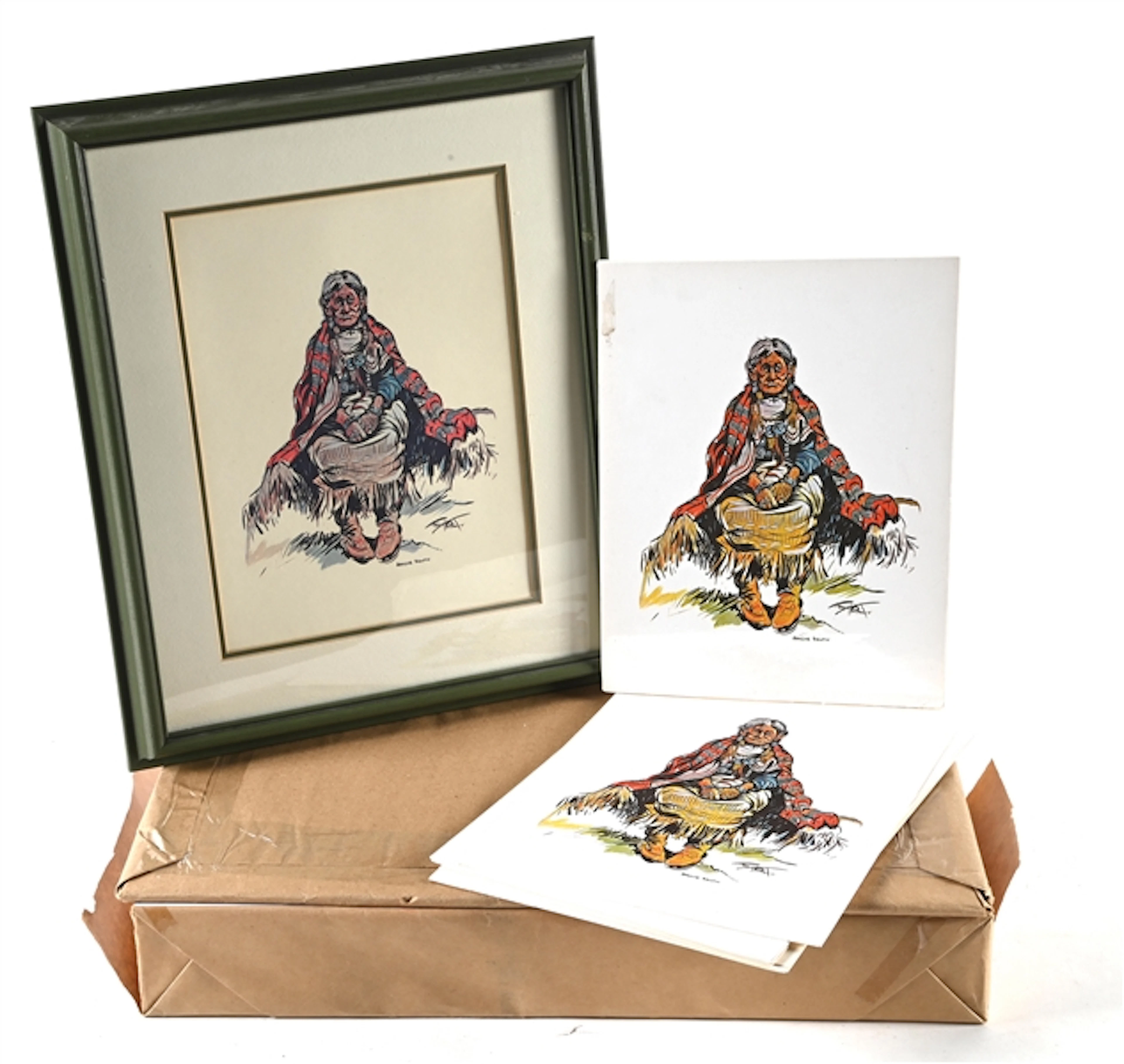 LOT OF APPROXIMATELY 325 "APACHE SQUAW" ART PRINTS BY FRED HARMAN